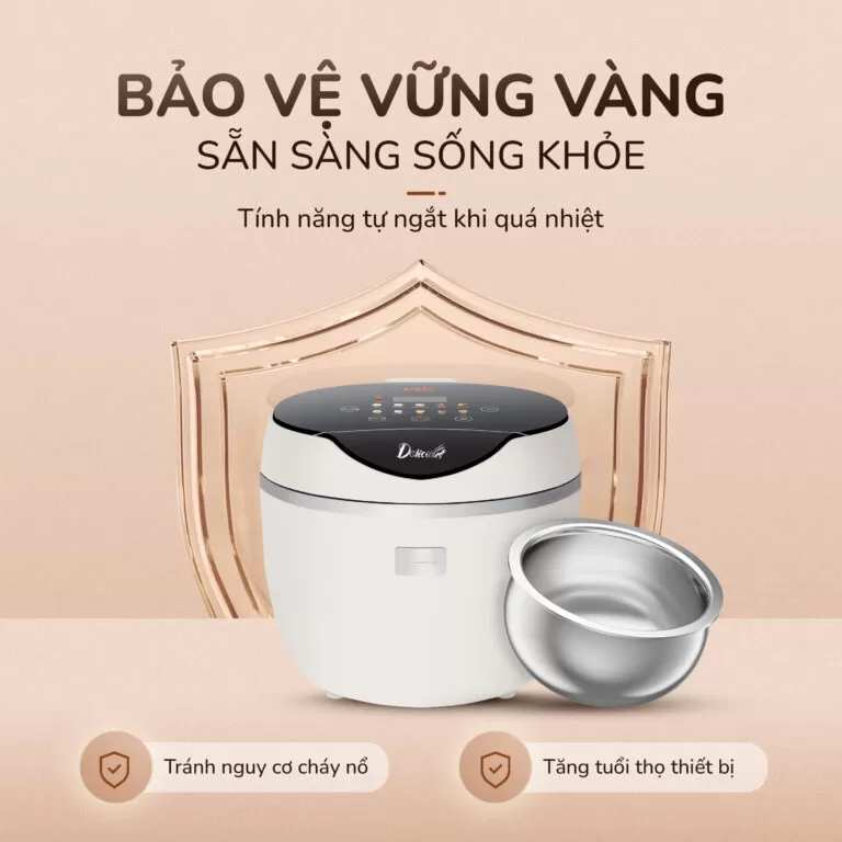 Nồi cơm điện tử UNIE URC612-lòng nồi inox, 12 chế độ cài đặt sẵn 1.2L - Ảnh 10