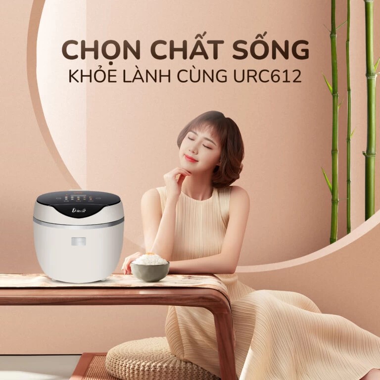 Nồi cơm điện tử UNIE URC612-lòng nồi inox, 12 chế độ cài đặt sẵn 1.2L - Ảnh 7