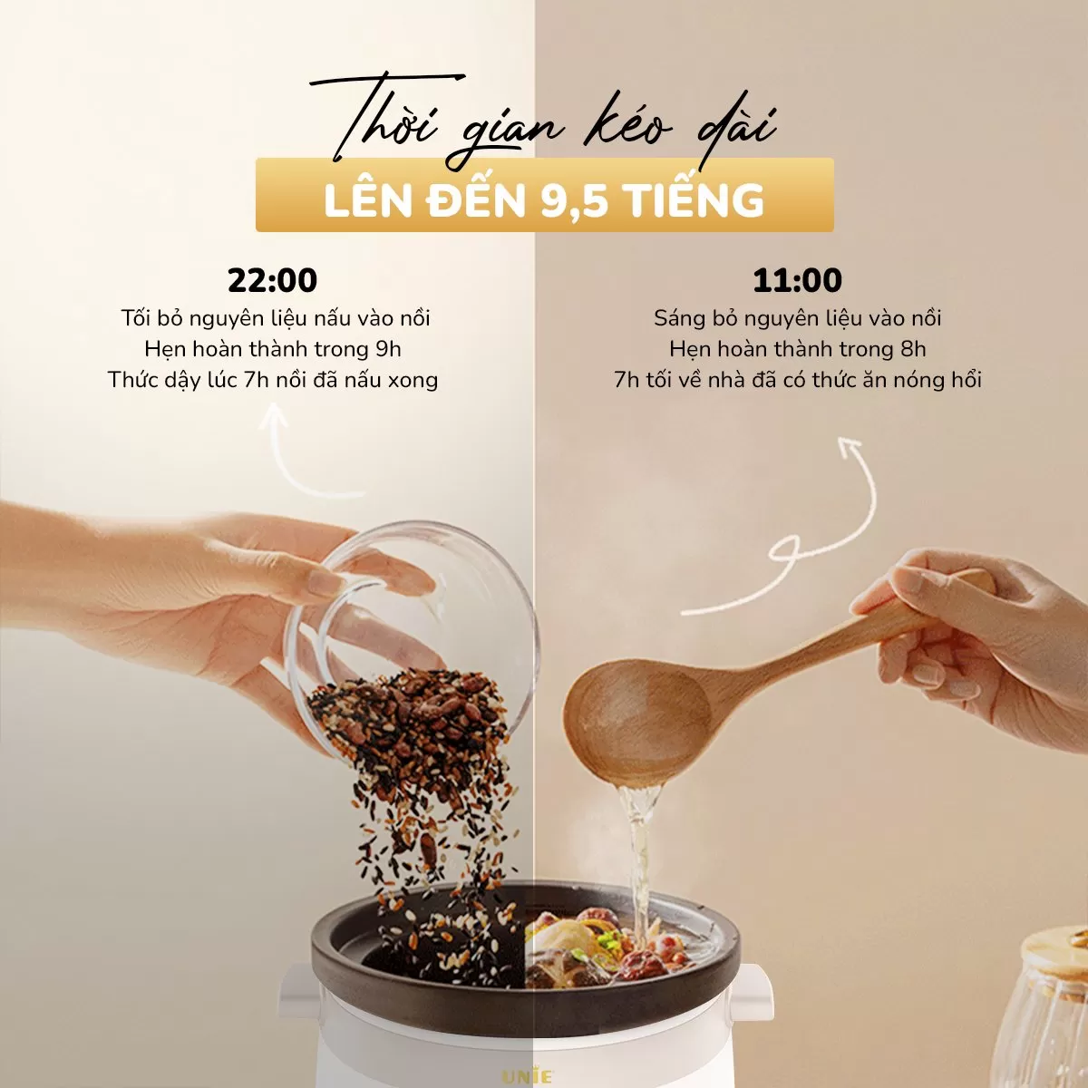 Nồi kho hầm đa năng UNIE USC308, lòng nồi gốm tử sa, 8 chức năng kho hầm-3L - Ảnh 8
