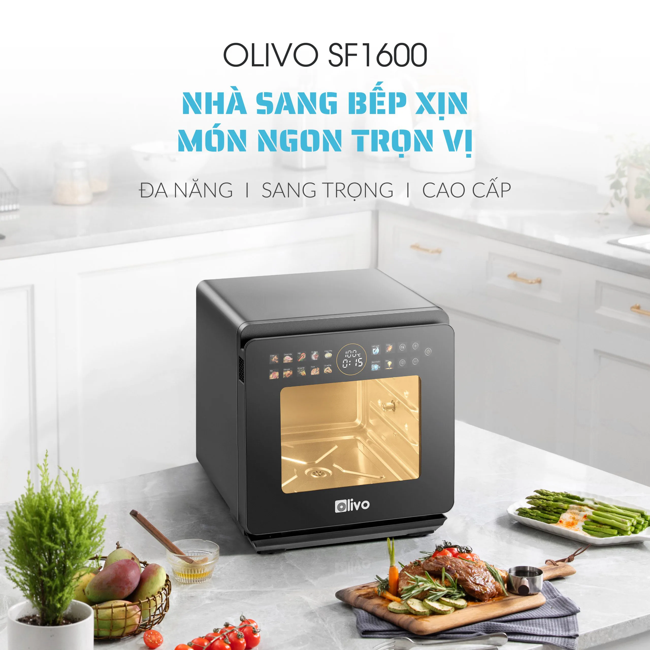 Nồi Chiên Hấp Đa Năng OLIVO SF1600 – Màn hình OLED hiện đại, 70 chế độ cài sẵn-16L - Ảnh 2