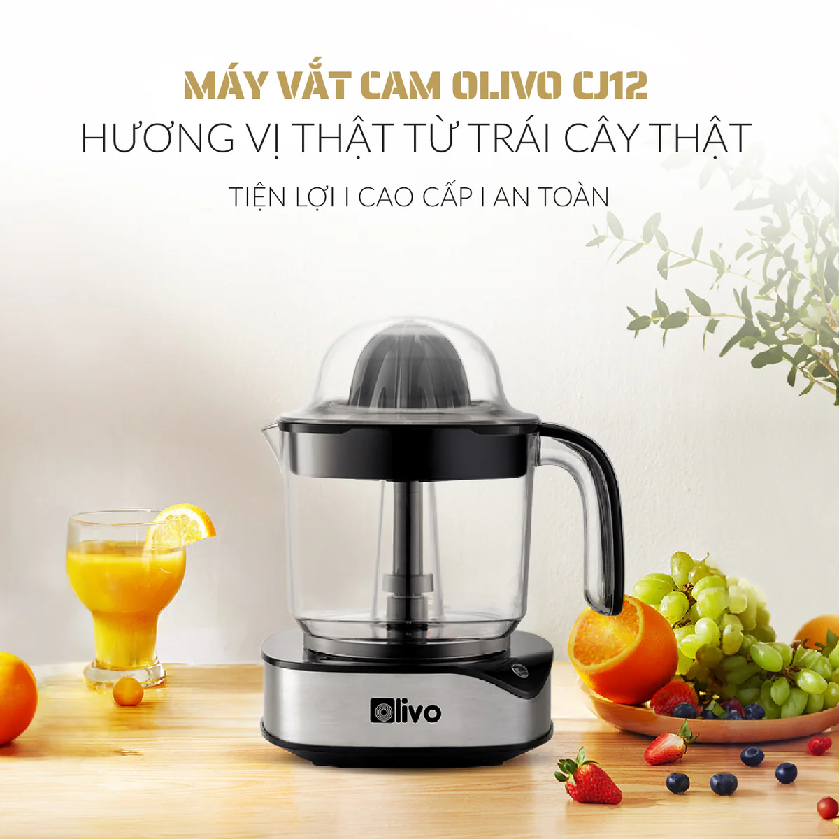 Máy Vắt Cam OLIVO CJ12 - Dung tích lớn 1.2L-40W, Vắt Kiệt Nước - Ảnh 2