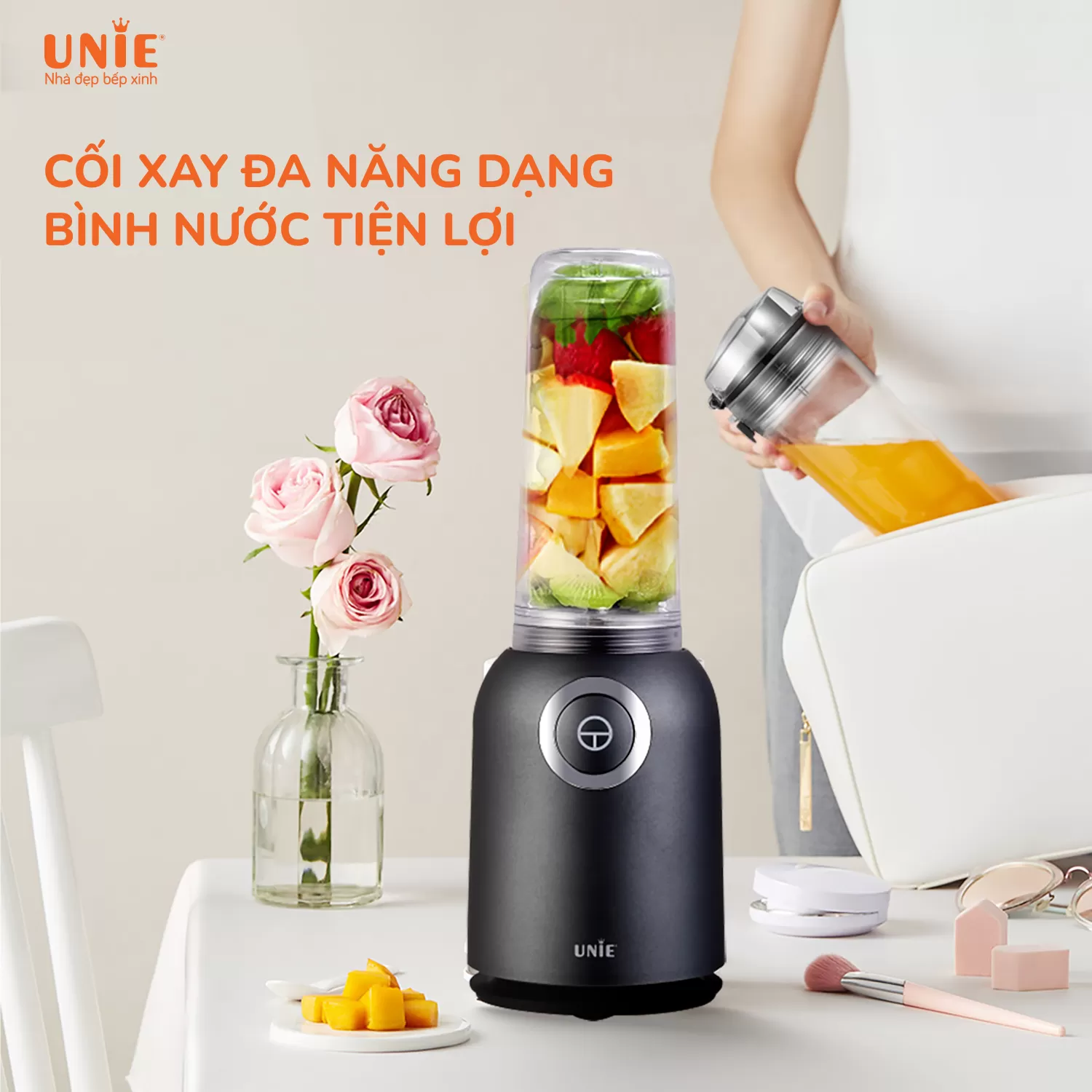 Máy Xay Sinh Tố UNIE UMB05 nhỏ gọn, lưỡi dao 4 cánh bằng inox - Ảnh 5