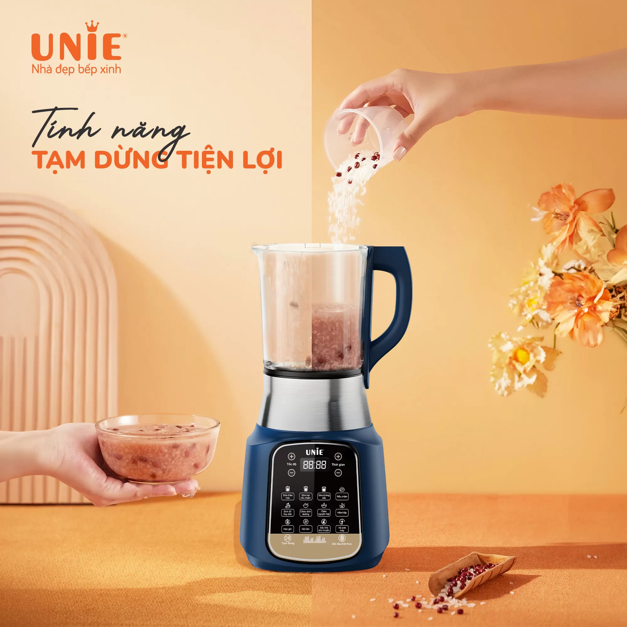 Máy làm sữa hạt UNIE VX dung tích 1.75L, 14 chức năng nấu - Ảnh 2