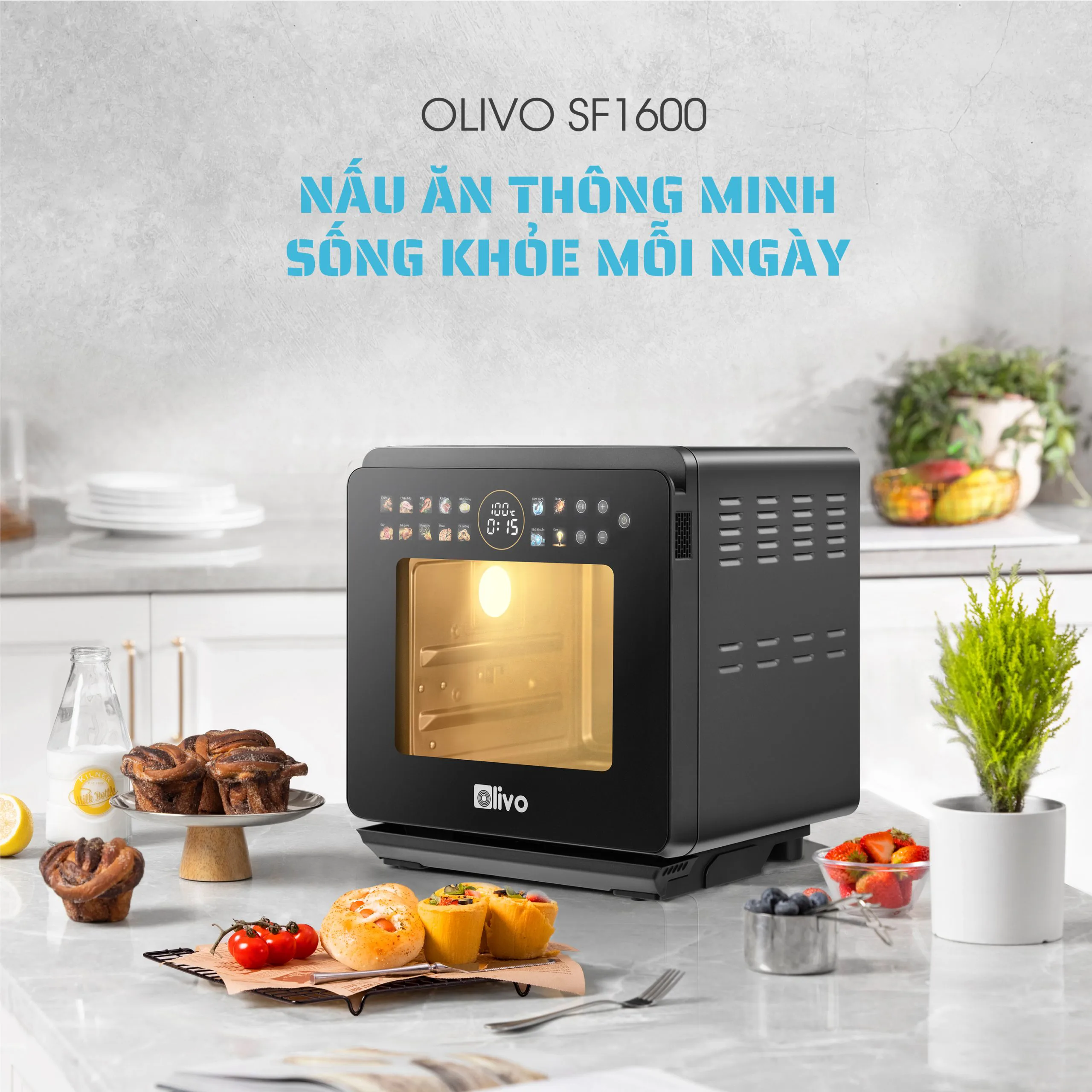 Nồi Chiên Hấp Đa Năng OLIVO SF1600 – Màn hình OLED hiện đại, 70 chế độ cài sẵn-16L - Ảnh 21