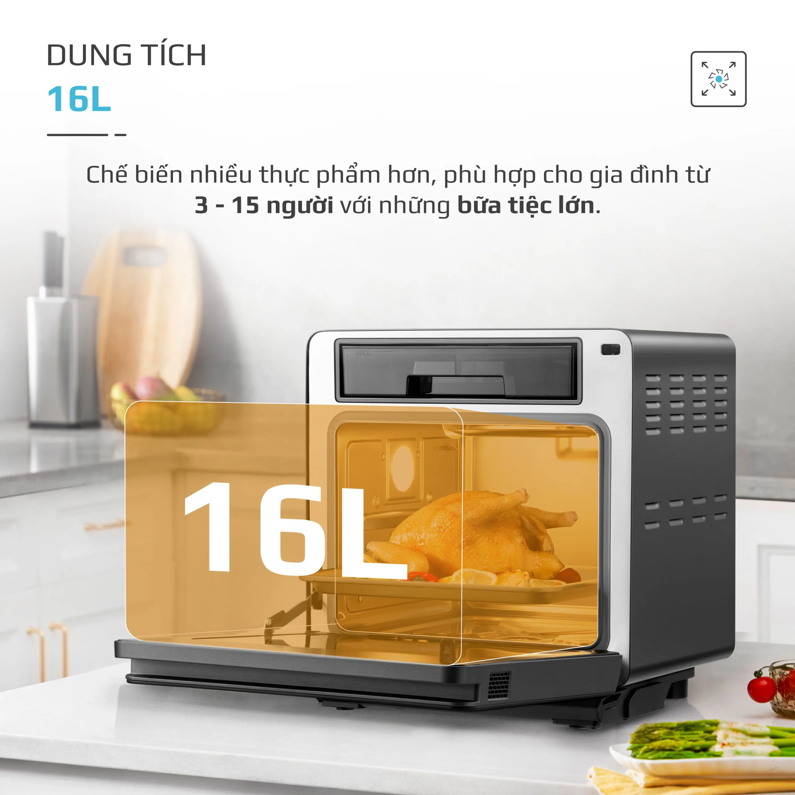 Nồi Chiên Hấp Đa Năng OLIVO SF1600 – Màn hình OLED hiện đại, 70 chế độ cài sẵn-16L - Ảnh 23