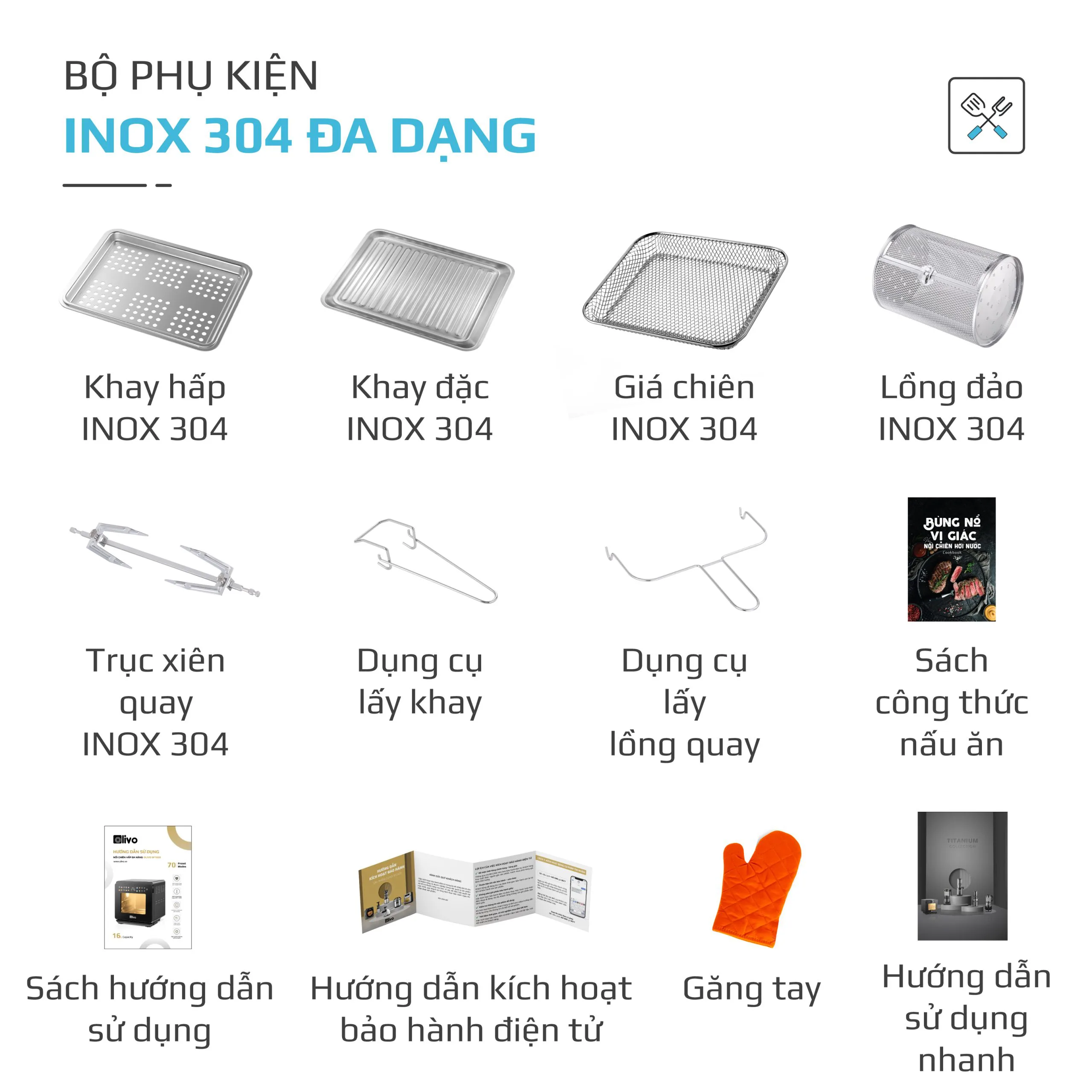 Nồi Chiên Hấp Đa Năng OLIVO SF1600 – Màn hình OLED hiện đại, 70 chế độ cài sẵn-16L - Ảnh 27