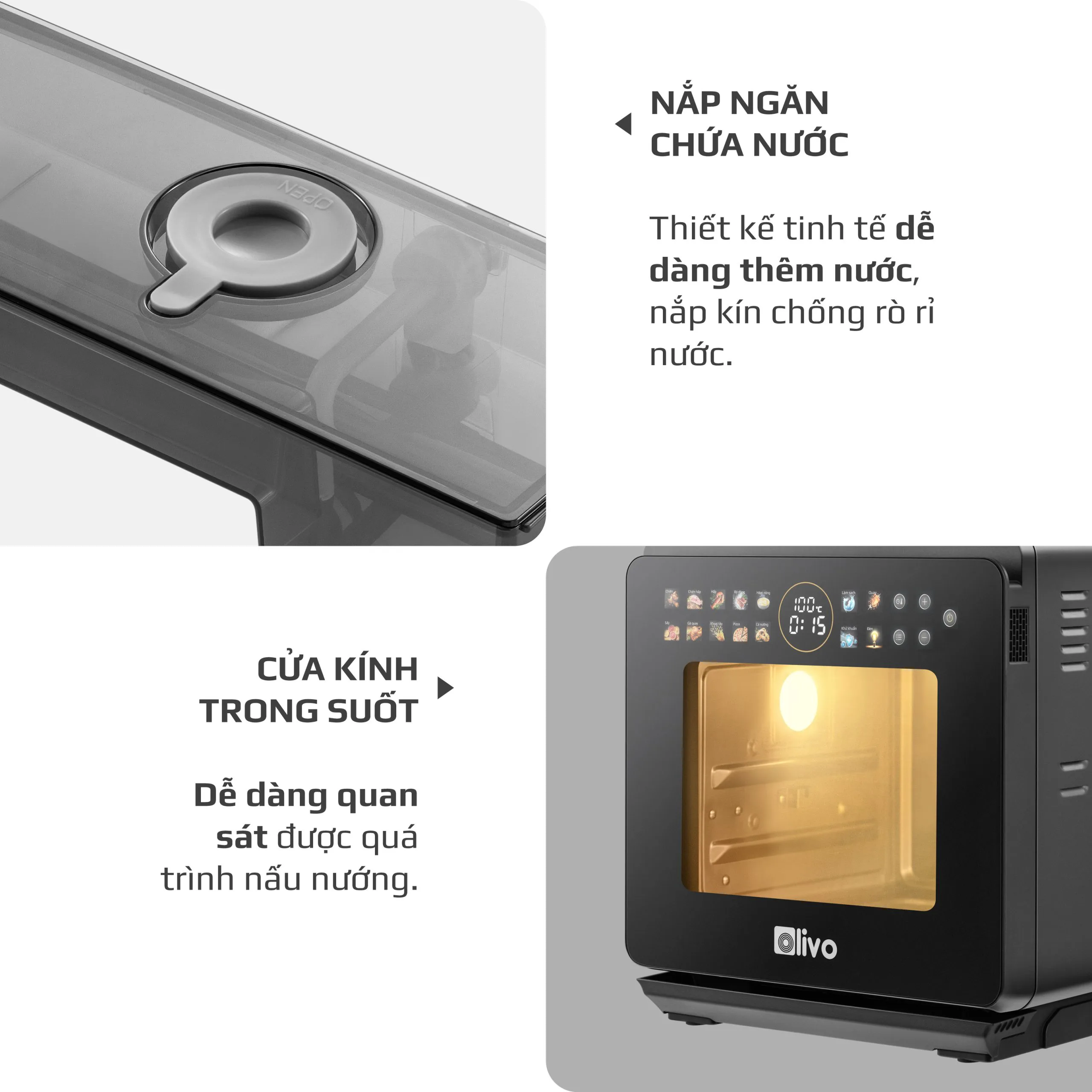 Nồi Chiên Hấp Đa Năng OLIVO SF1600 – Màn hình OLED hiện đại, 70 chế độ cài sẵn-16L - Ảnh 29