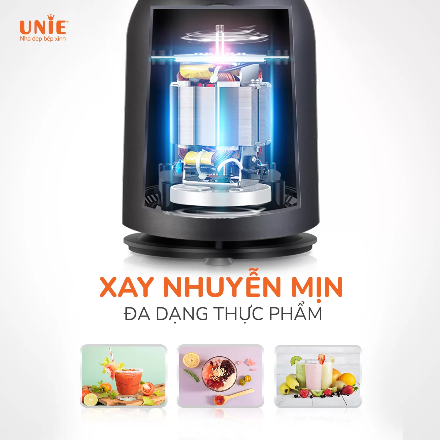 Máy Xay Sinh Tố UNIE UMB05 nhỏ gọn, lưỡi dao 4 cánh bằng inox - Ảnh 3