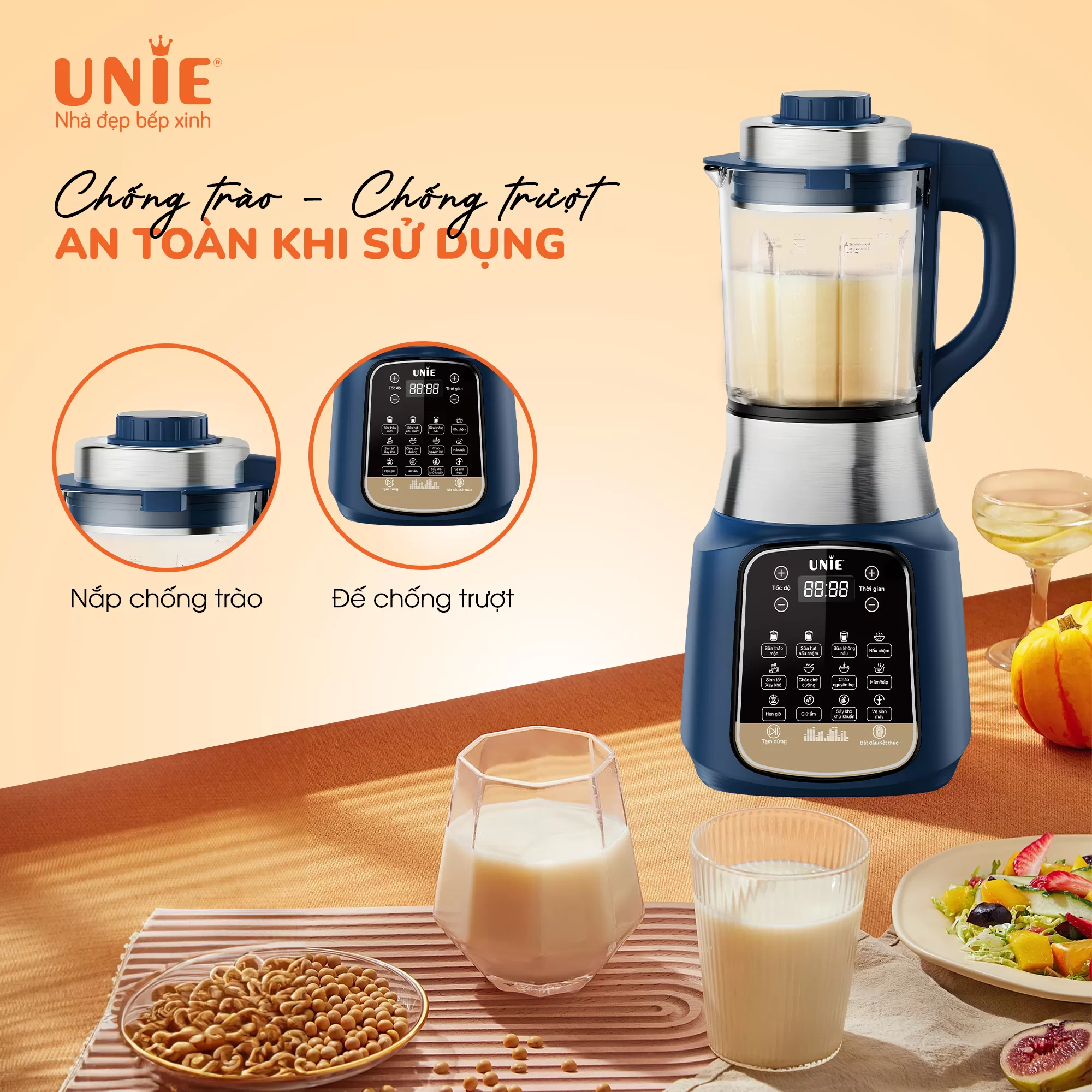 Máy làm sữa hạt UNIE VX dung tích 1.75L, 14 chức năng nấu - Ảnh 5