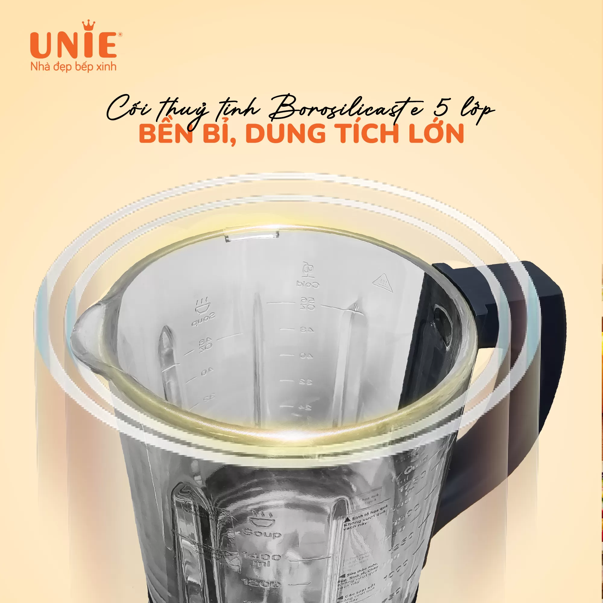 Máy làm sữa hạt UNIE VX dung tích 1.75L, 14 chức năng nấu - Ảnh 6