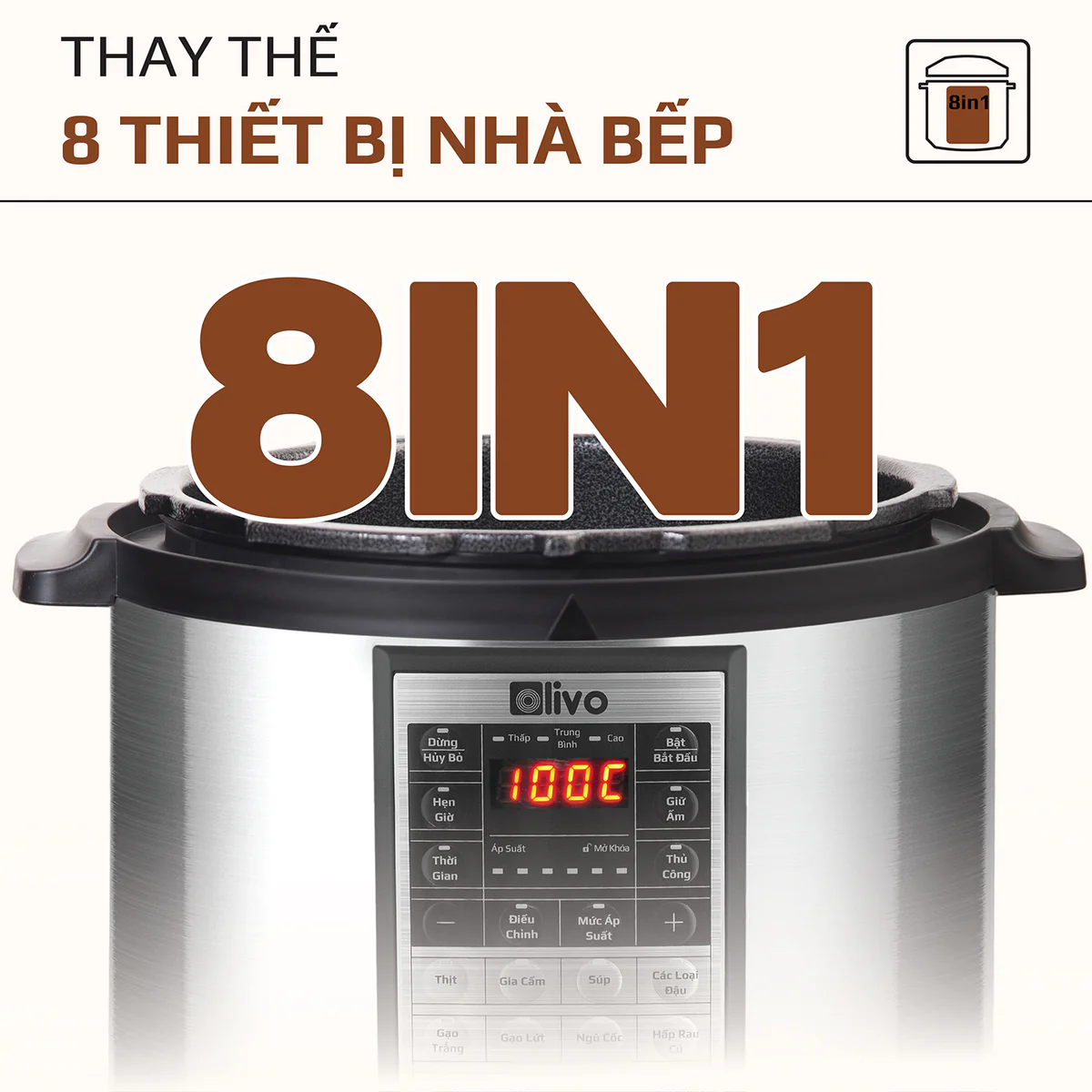 Nồi Áp Suất Điện Đa Năng OLIVO PC60 - 16 Chức Năng - Dung Tích 6L - Ảnh 7