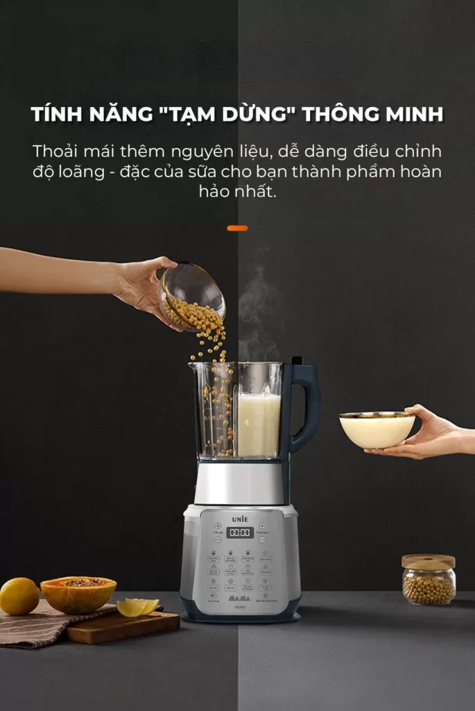 Máy làm sữa hạt UNIE V9S PRO dung tích 1,75L, xay nấu siêu êm - Ảnh 3