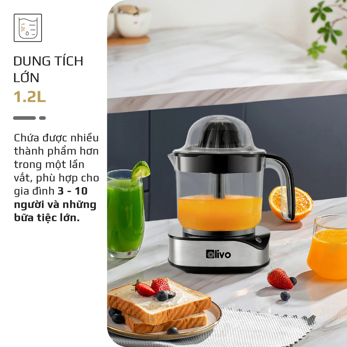 Máy Vắt Cam OLIVO CJ12 - Dung tích lớn 1.2L-40W, Vắt Kiệt Nước - Ảnh 11