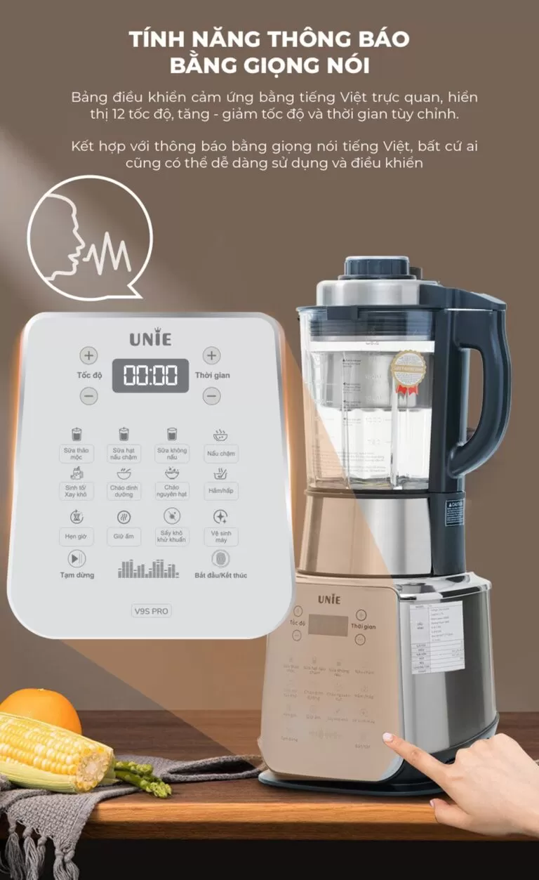 Máy làm sữa hạt UNIE V9S PRO dung tích 1,75L, xay nấu siêu êm - Ảnh 5