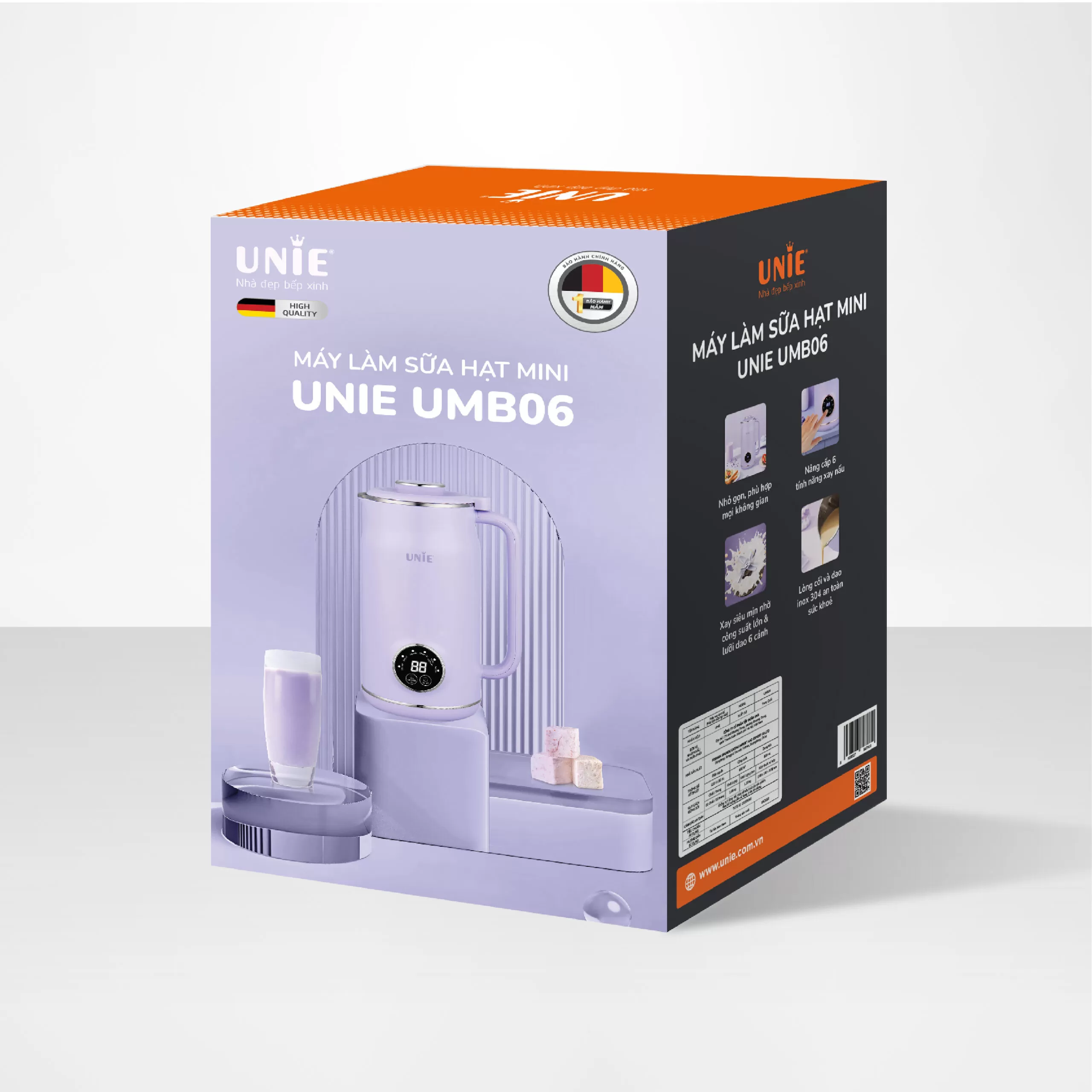 Máy làm sữa hạt UNIE UMB06, 6 chức năng xay nấu, chất liệu inox 304-600ml - Ảnh 9