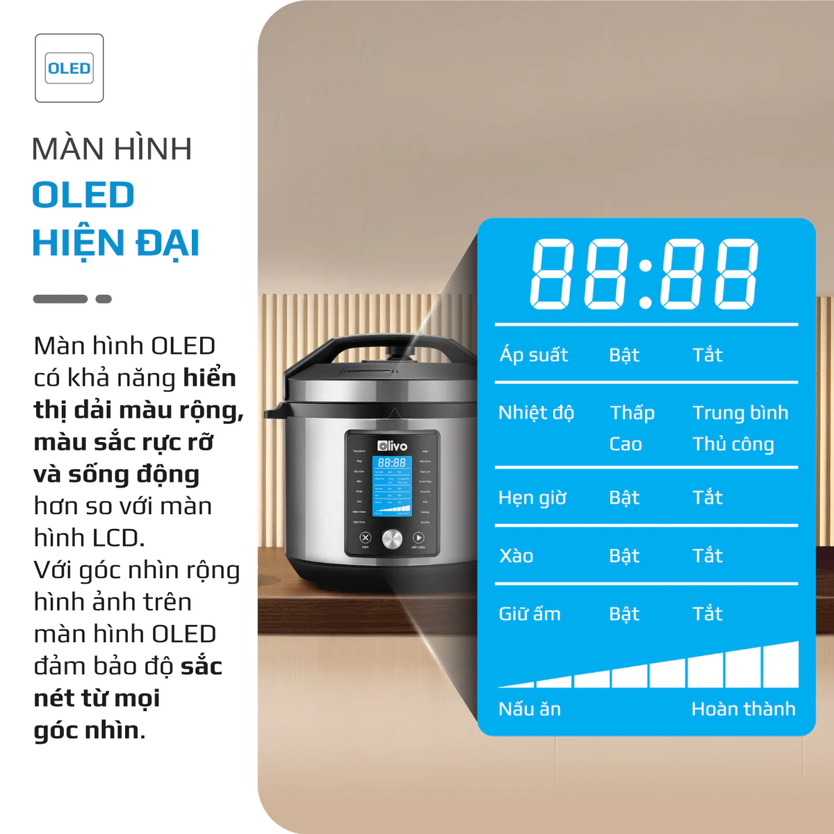 Nồi Áp Suất Điện Đa Năng OLIVO PC680 - Màn Hình OLED, Đa Chức Năng 16 Chế Độ-6L - Ảnh 13