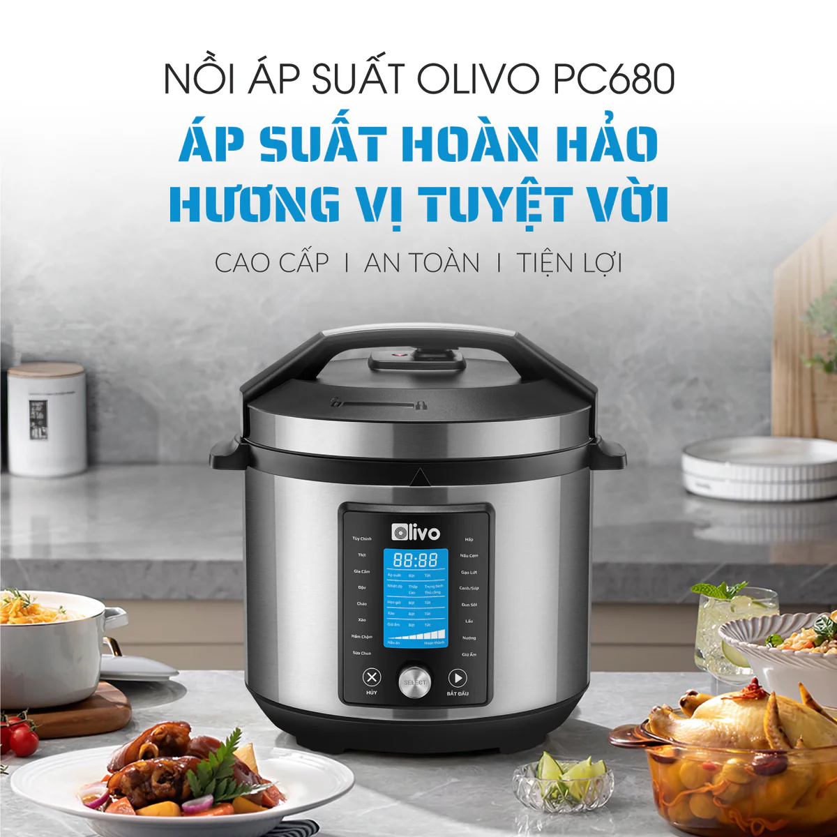 Nồi Áp Suất Điện Đa Năng OLIVO PC680 - Màn Hình OLED, Đa Chức Năng 16 Chế Độ-6L - Ảnh 2