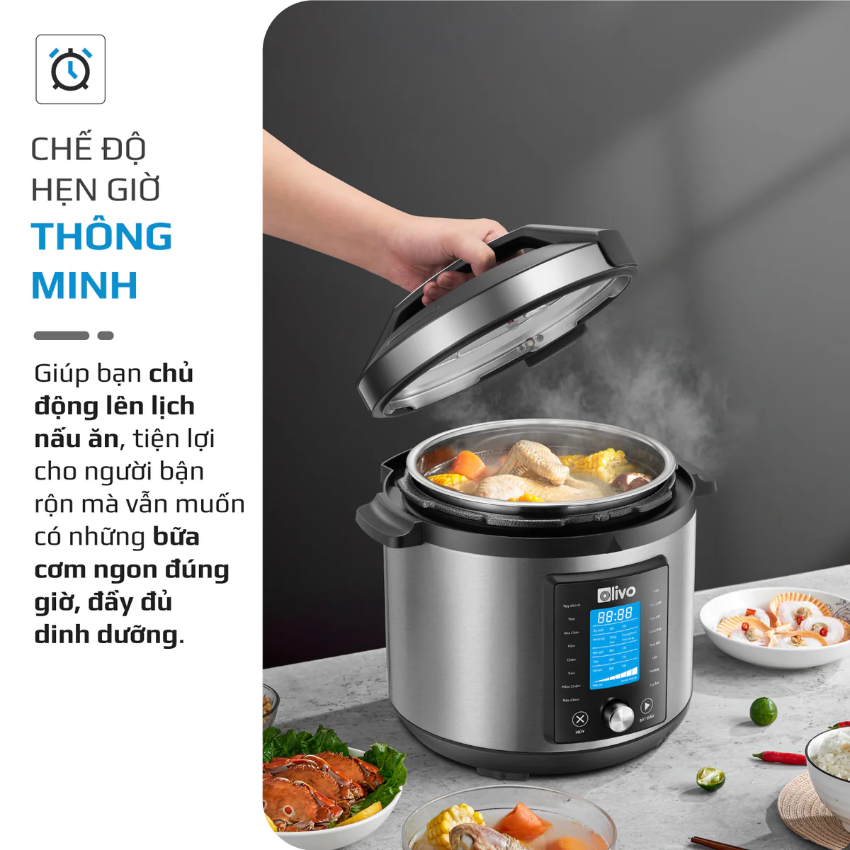 Nồi Áp Suất Điện Đa Năng OLIVO PC680 - Màn Hình OLED, Đa Chức Năng 16 Chế Độ-6L - Ảnh 22