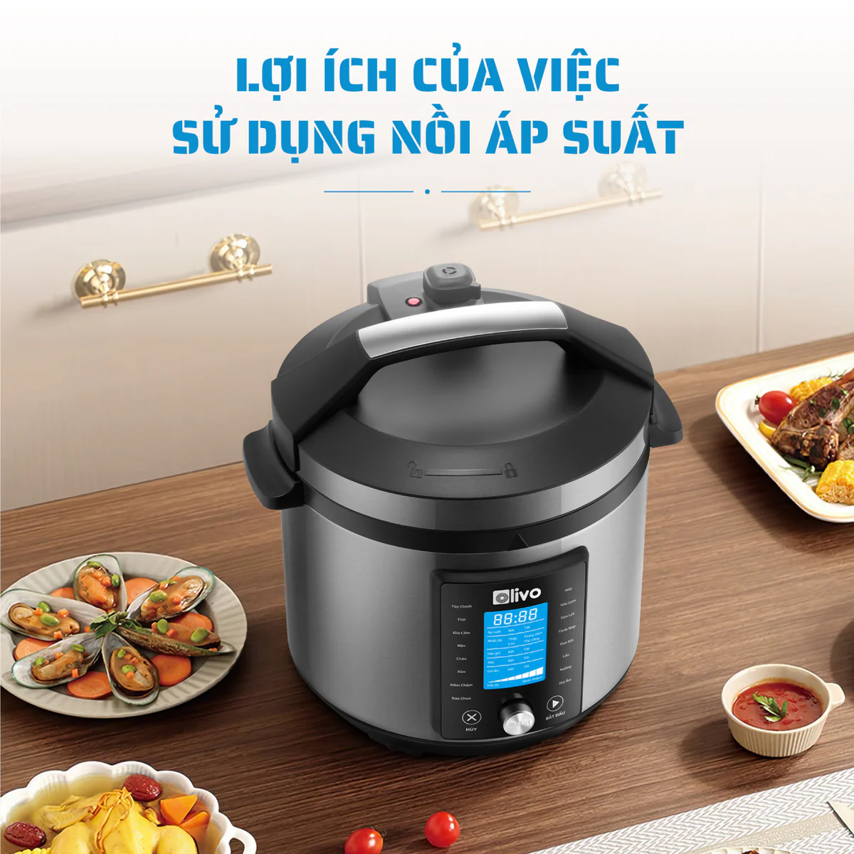 Nồi Áp Suất Điện Đa Năng OLIVO PC680 - Màn Hình OLED, Đa Chức Năng 16 Chế Độ-6L - Ảnh 4
