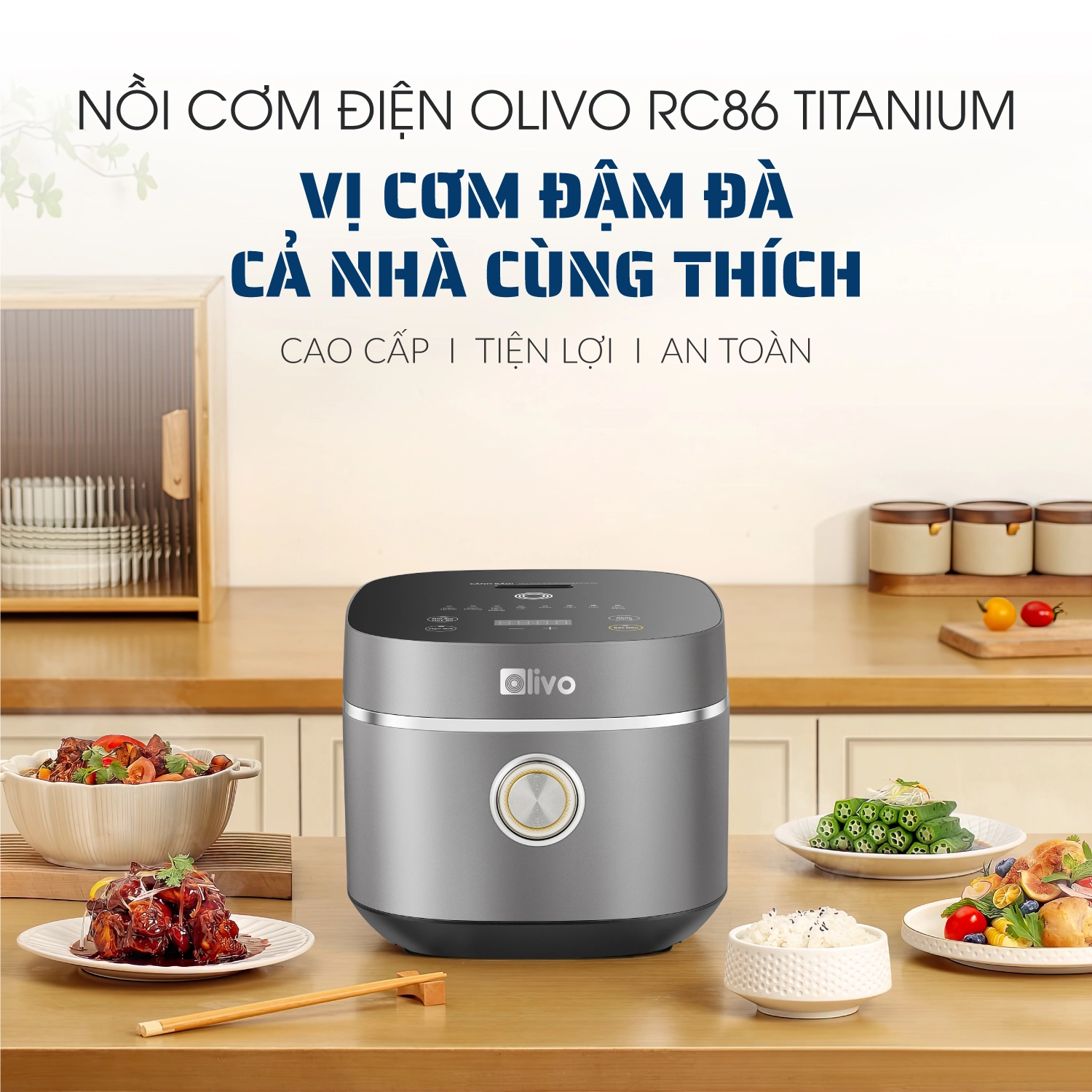 Nồi Cơm Điện OLIVO RC86 Titanium – Lòng Nồi INOX 304 Chống Dính Tự Nhiên - Ảnh 2
