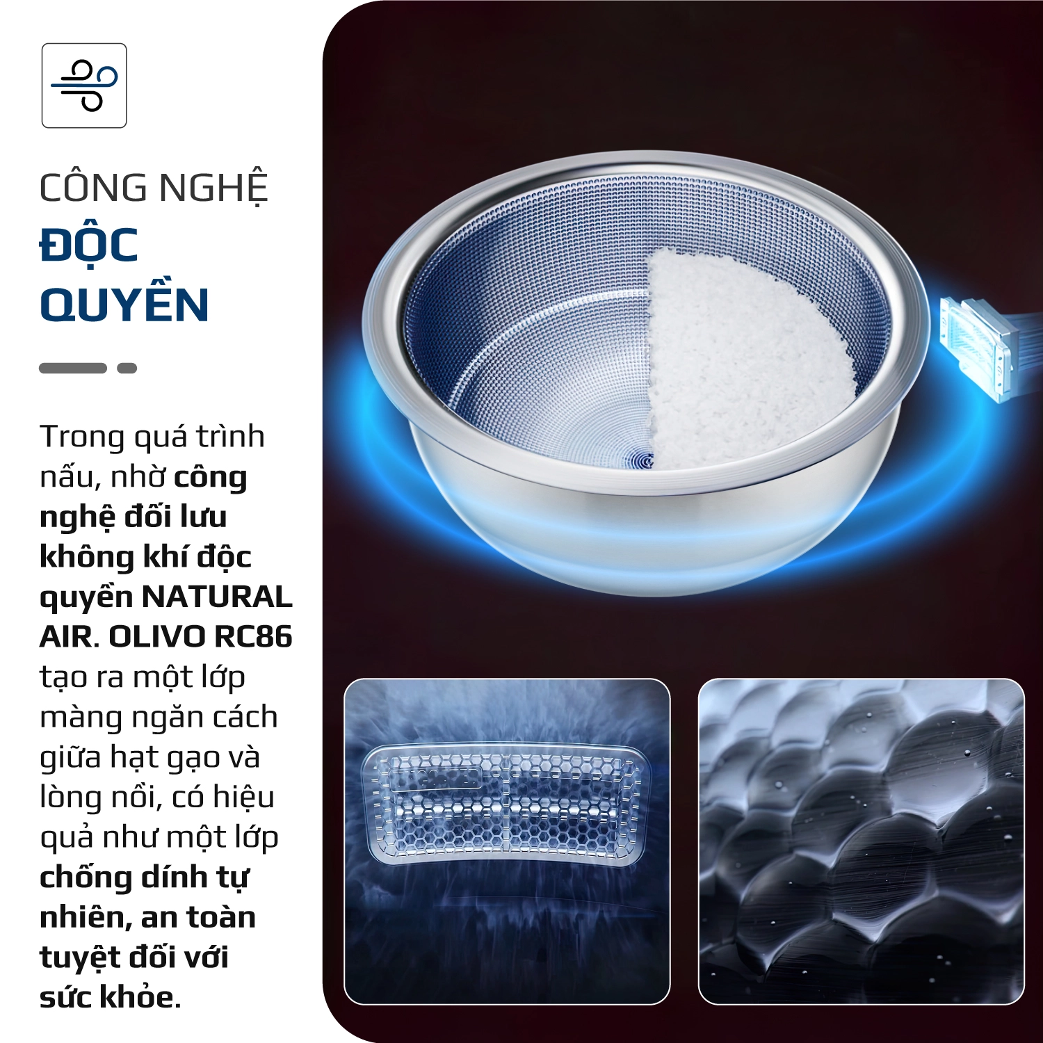Nồi Cơm Điện OLIVO RC86 Titanium – Lòng Nồi INOX 304 Chống Dính Tự Nhiên - Ảnh 9