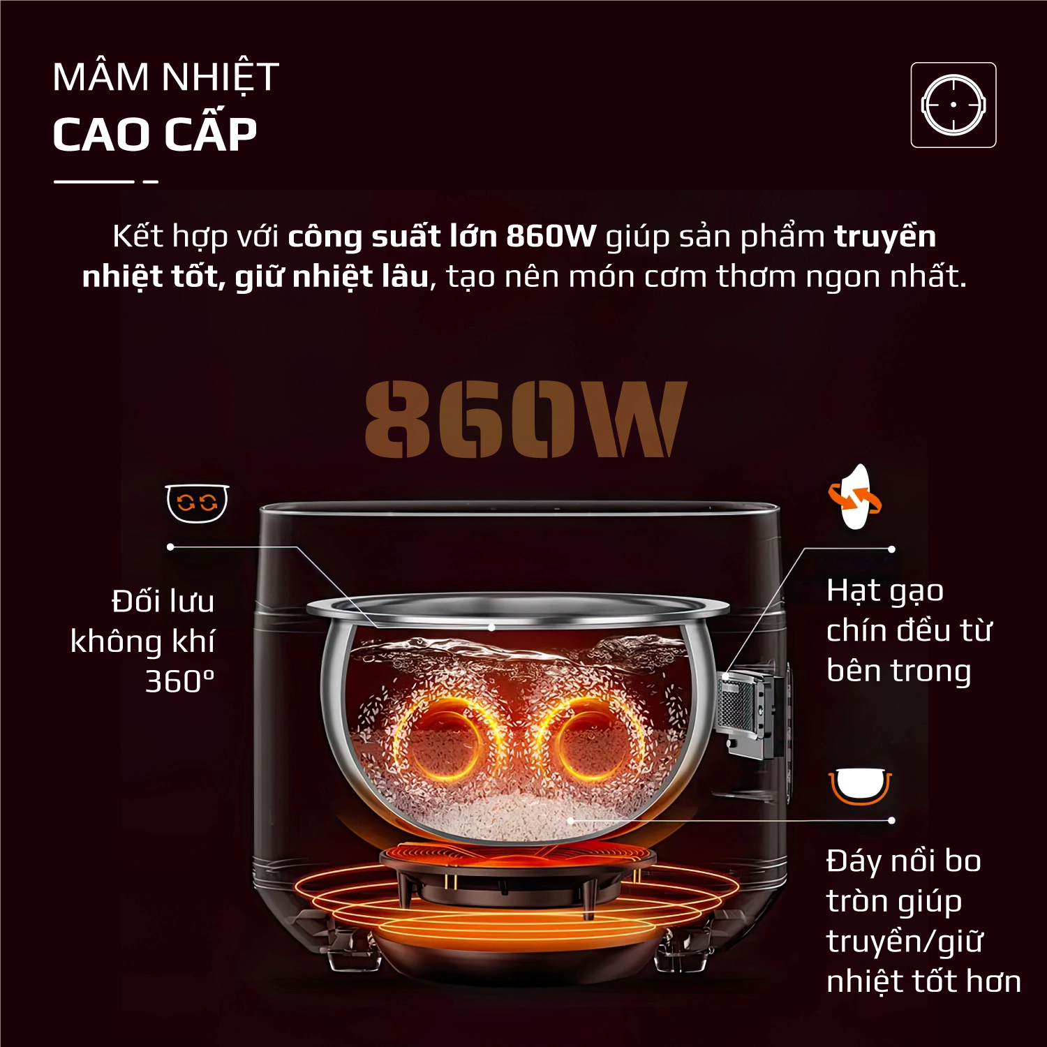 Nồi Cơm Điện OLIVO RC86 Titanium – Lòng Nồi INOX 304 Chống Dính Tự Nhiên - Ảnh 10