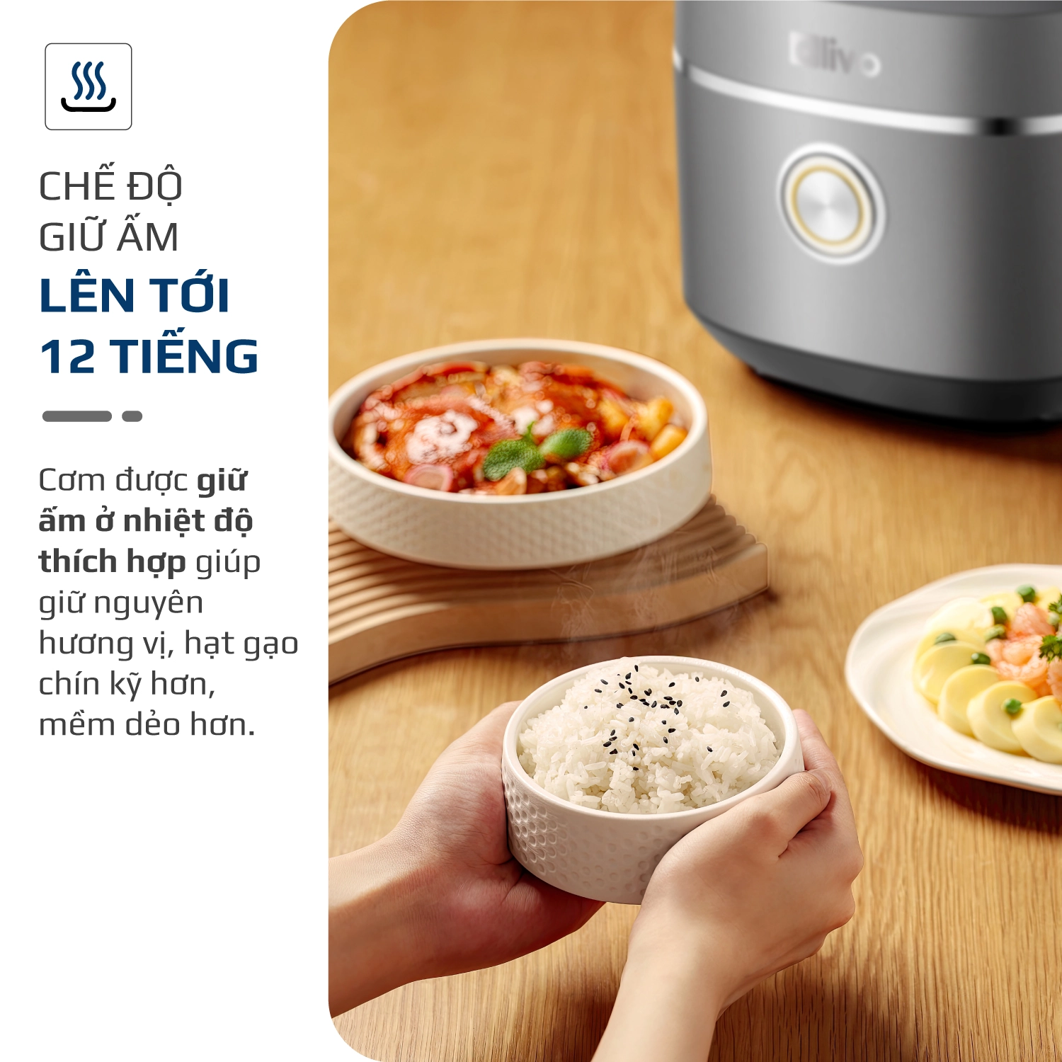 Nồi Cơm Điện OLIVO RC86 Titanium – Lòng Nồi INOX 304 Chống Dính Tự Nhiên - Ảnh 17