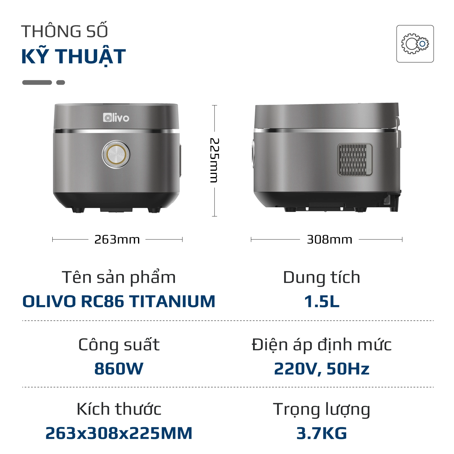 Nồi Cơm Điện OLIVO RC86 Titanium – Lòng Nồi INOX 304 Chống Dính Tự Nhiên - Ảnh 22