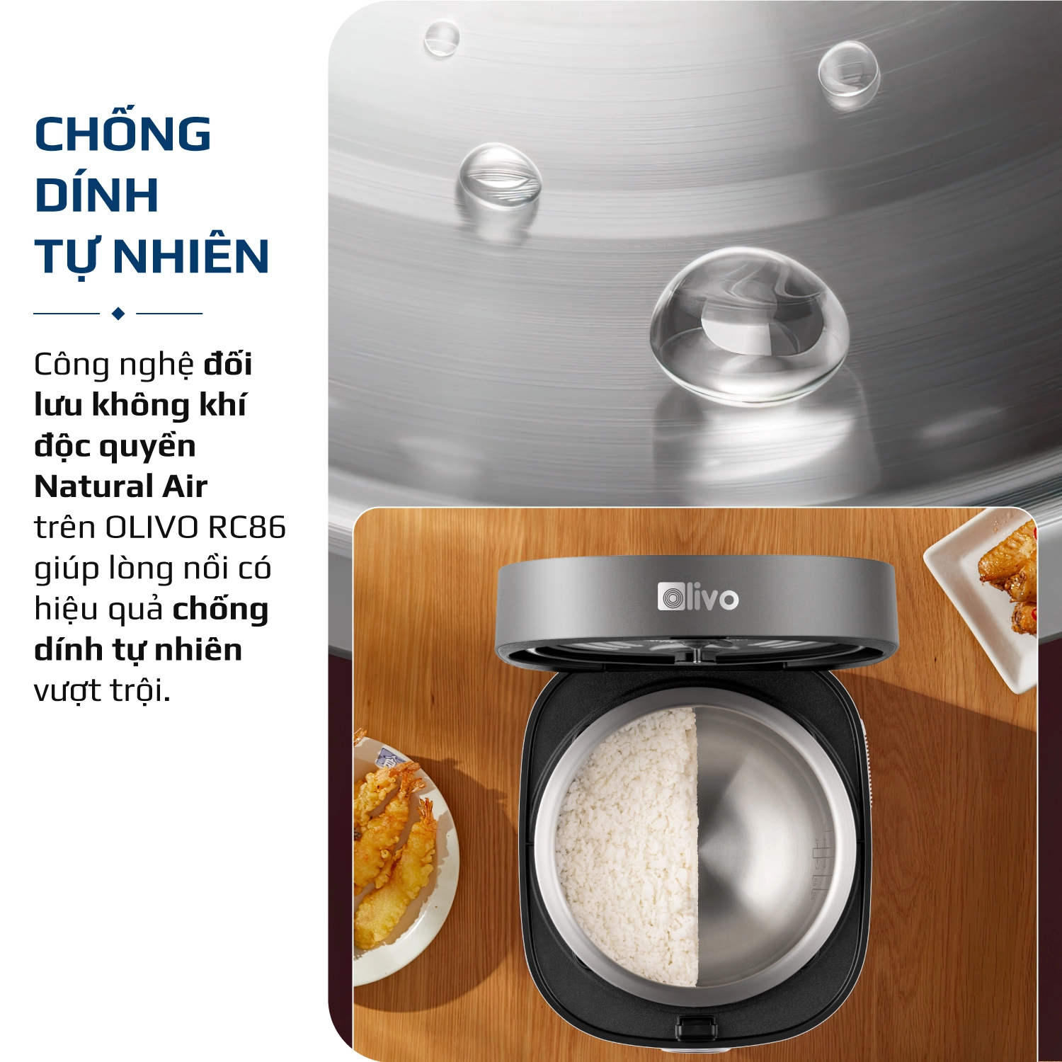 Nồi Cơm Điện OLIVO RC86 Titanium – Lòng Nồi INOX 304 Chống Dính Tự Nhiên - Ảnh 5