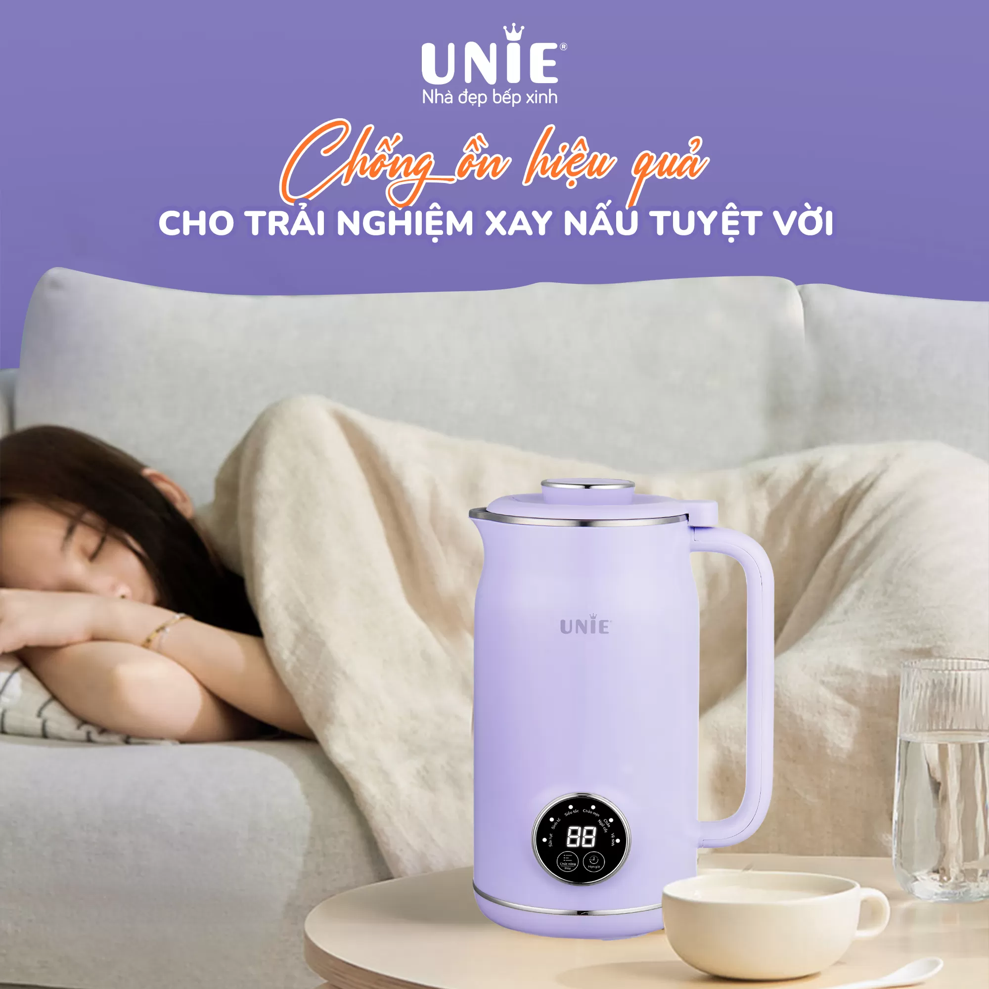 Máy làm sữa hạt UNIE UMB06, 6 chức năng xay nấu, chất liệu inox 304-600ml - Ảnh 3