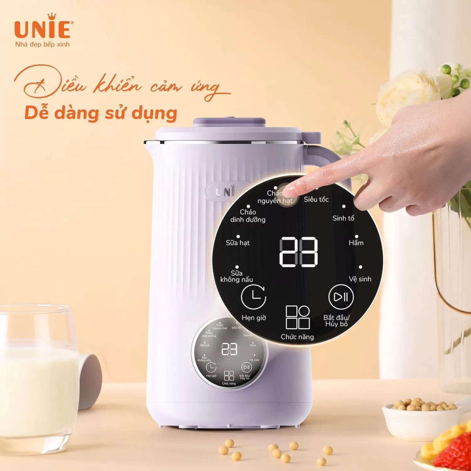 Máy làm sữa hạt UNIE UMB10 dung tích 1L, 8 chức năng xay nấu - Ảnh 2