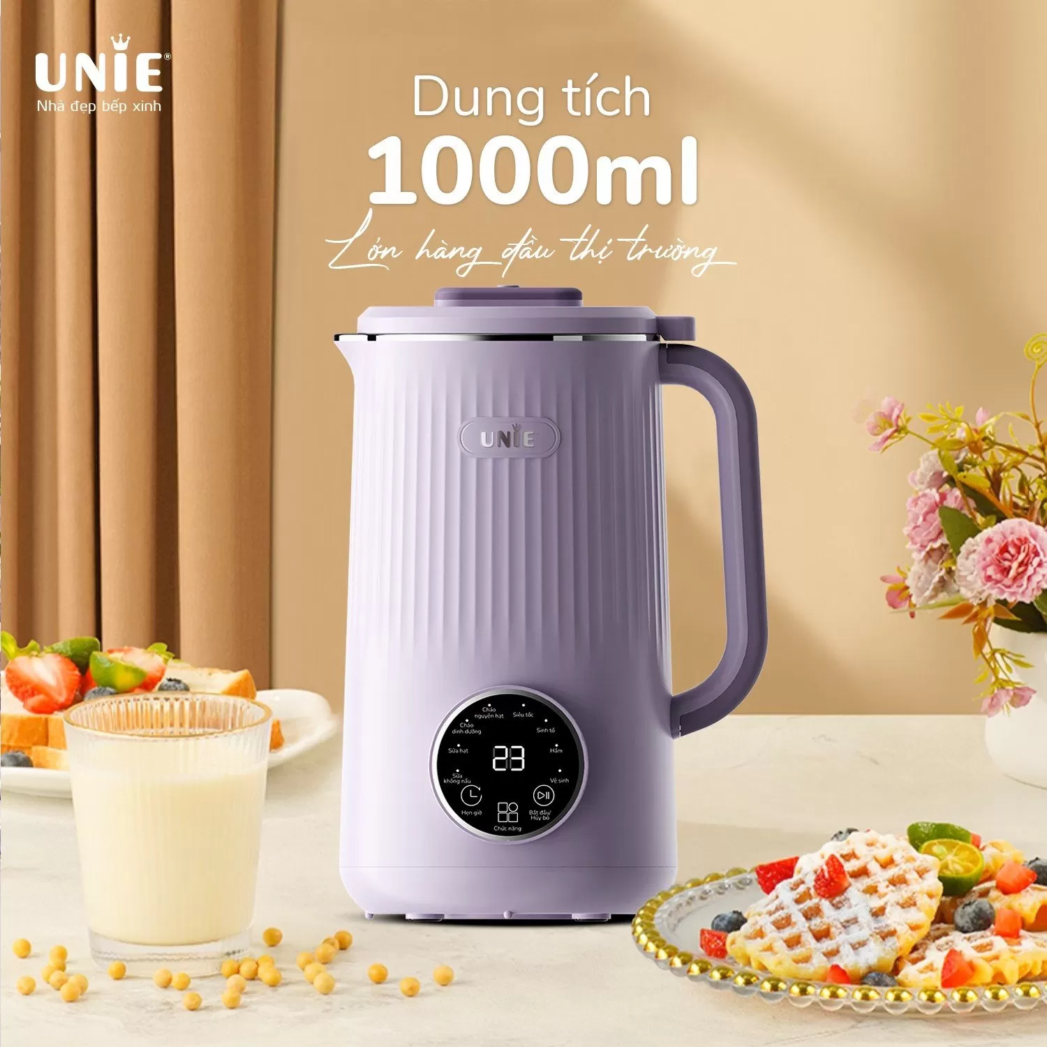 Máy làm sữa hạt UNIE UMB10 dung tích 1L, 8 chức năng xay nấu - Ảnh 3