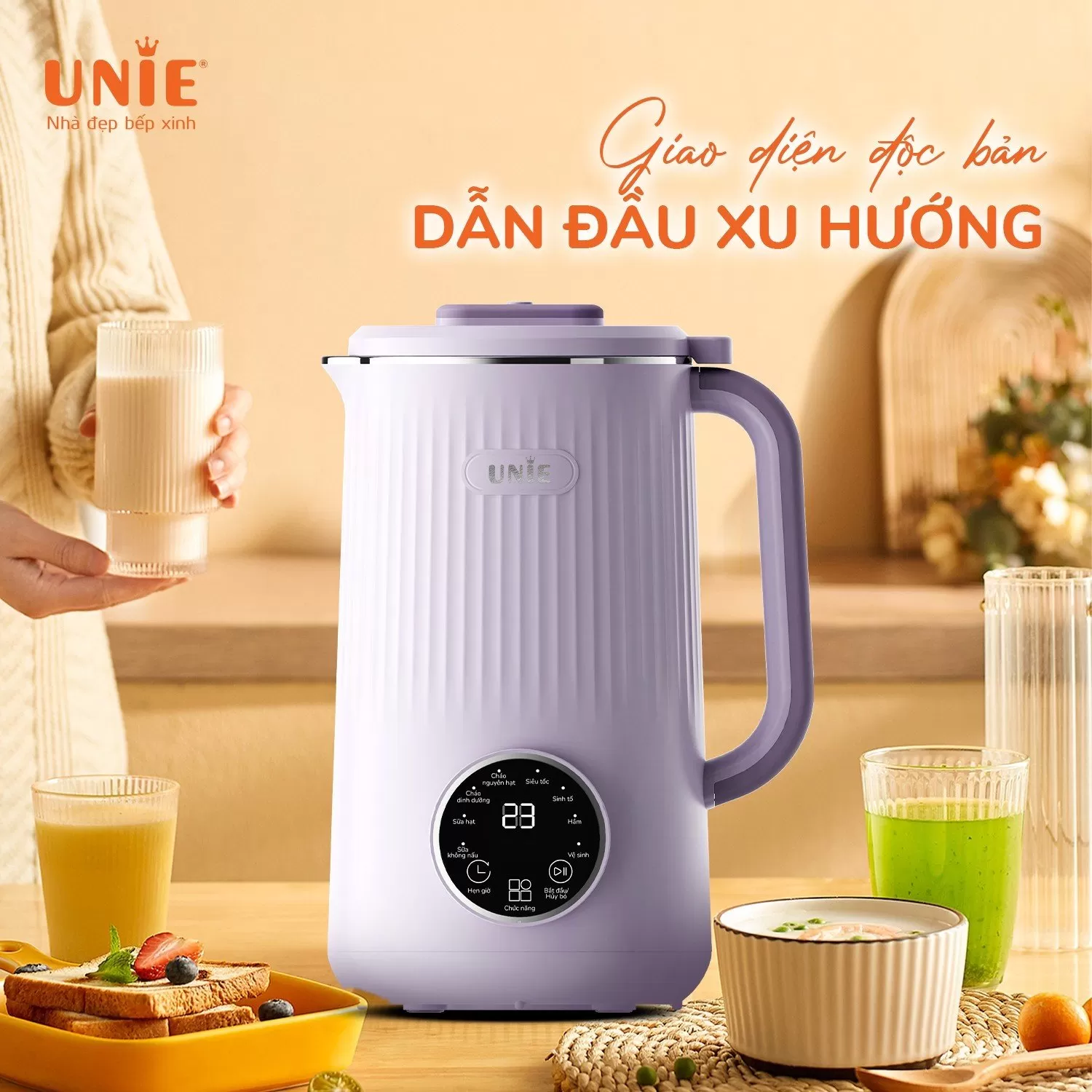 Máy làm sữa hạt UNIE UMB10 dung tích 1L, 8 chức năng xay nấu - Ảnh 4