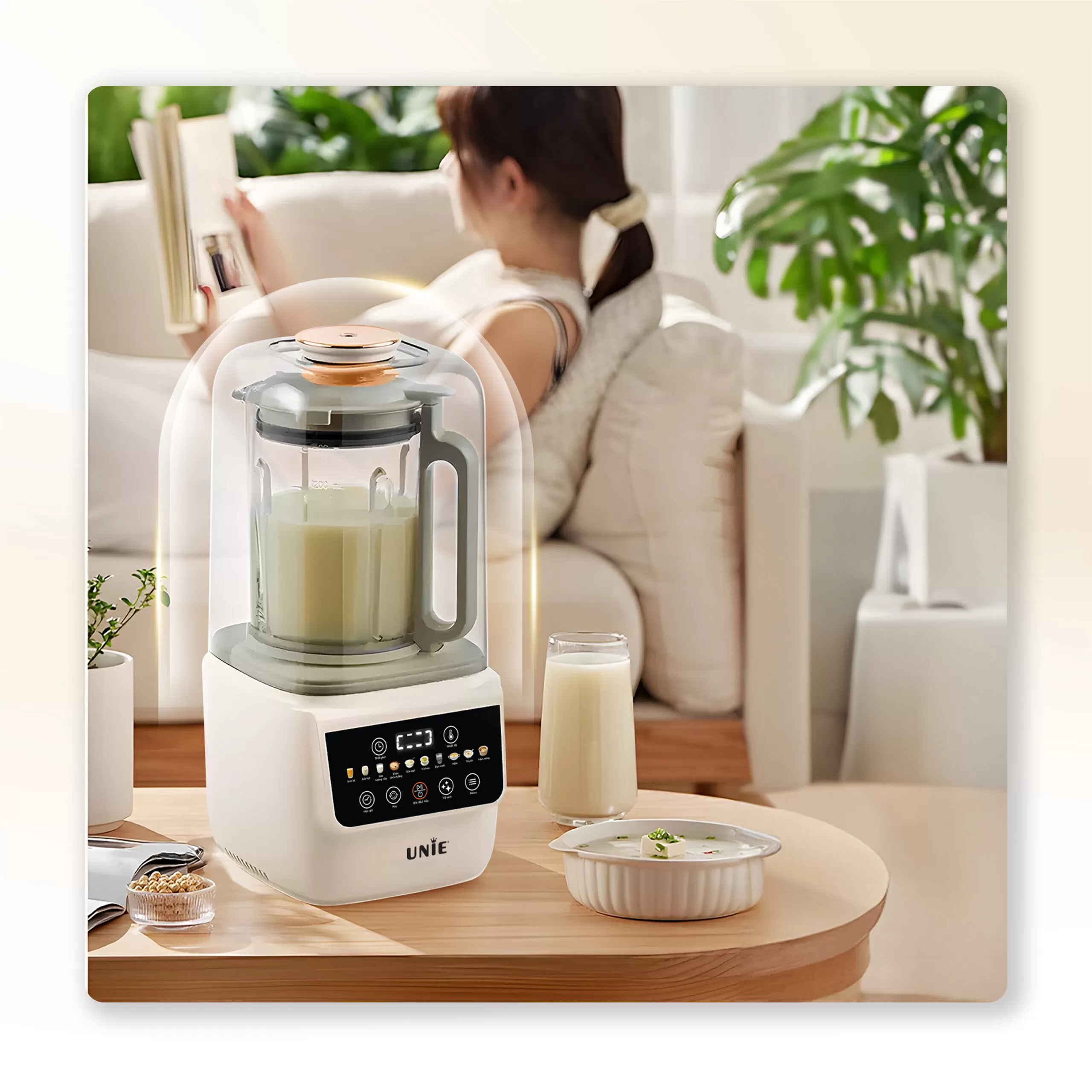 Máy làm sữa hạt UNIE UCB15, giảm ồn 30%, 10 chức năng nấu-1.5L - Ảnh 8