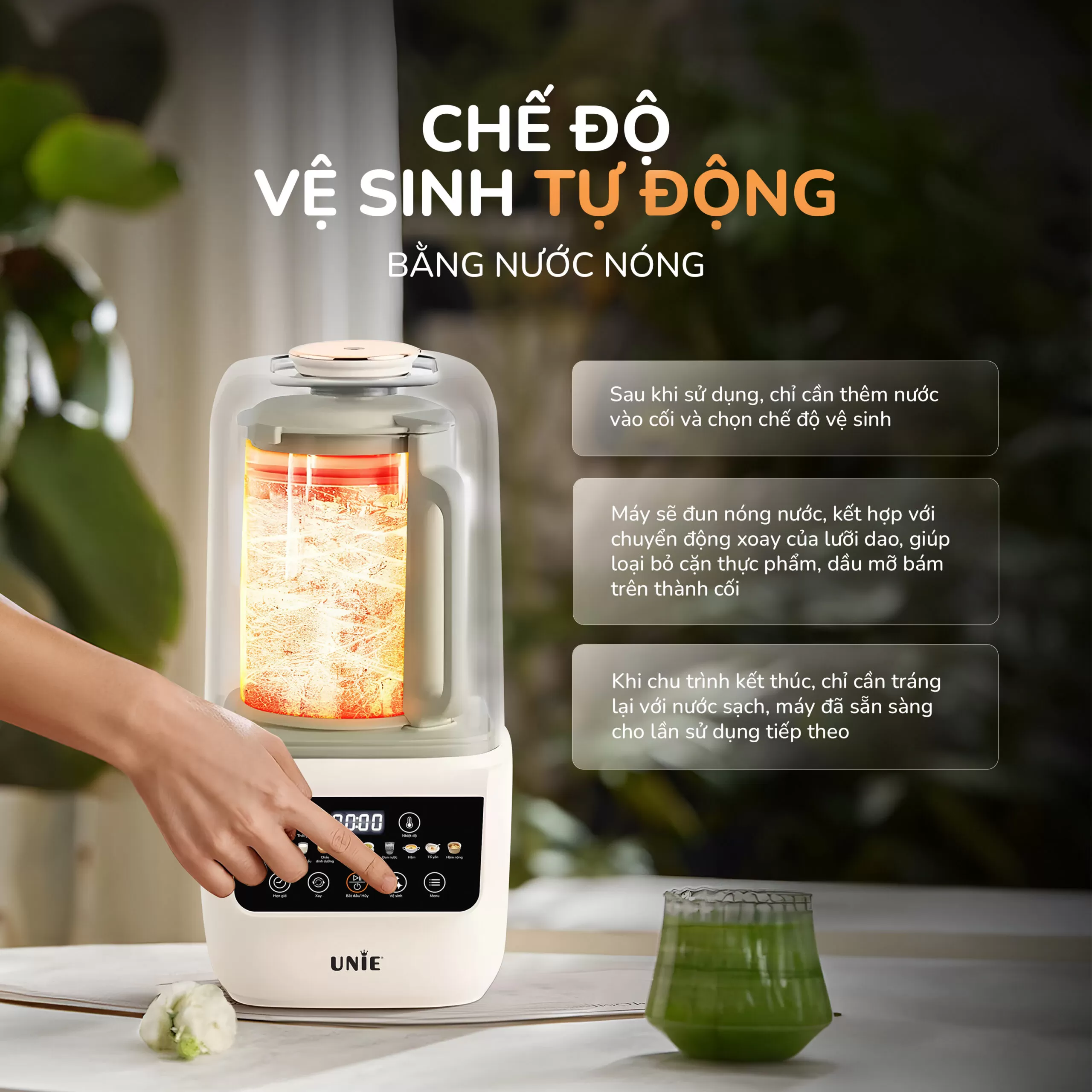Máy làm sữa hạt UNIE UCB15, giảm ồn 30%, 10 chức năng nấu-1.5L - Ảnh 17