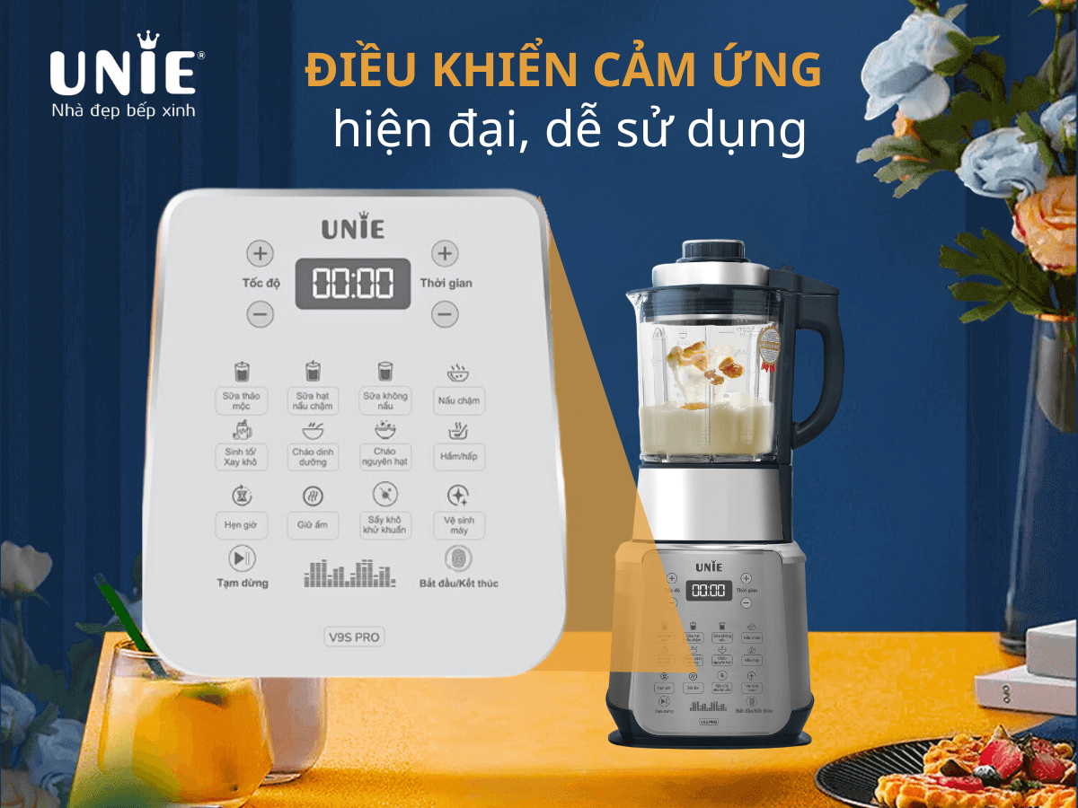 Máy làm sữa hạt UNIE V9S PRO dung tích 1,75L, xay nấu siêu êm - Ảnh 15