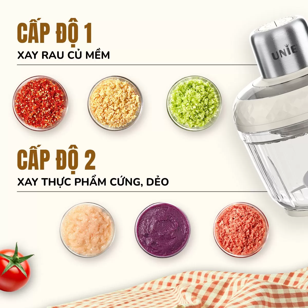 Máy xay thịt UNIE UM366 dung tích 2,5L, 2 cối xay thủy tinh tiện lợi - Ảnh 8