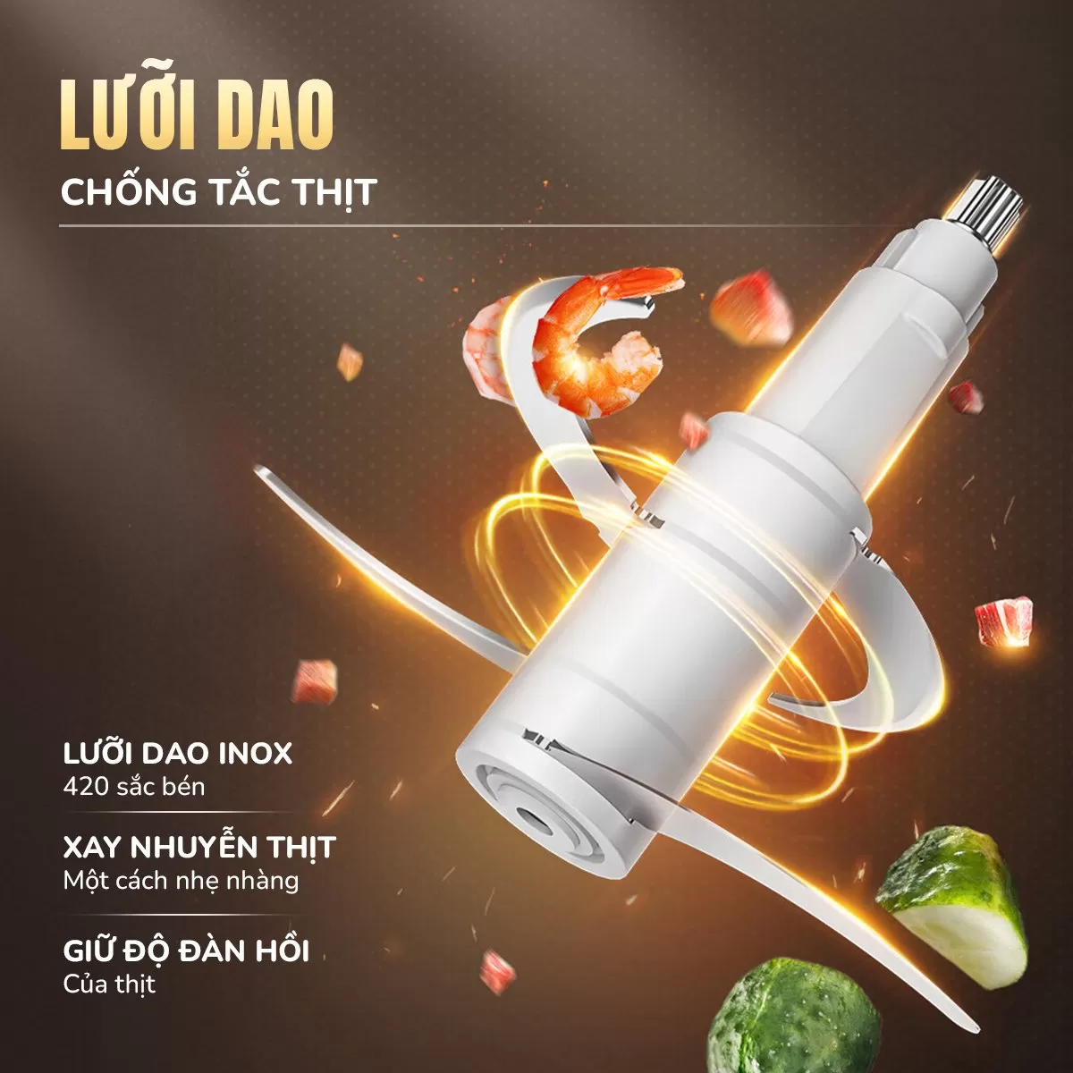 Máy xay thịt UNIE UM366 dung tích 2,5L, 2 cối xay thủy tinh tiện lợi - Ảnh 6