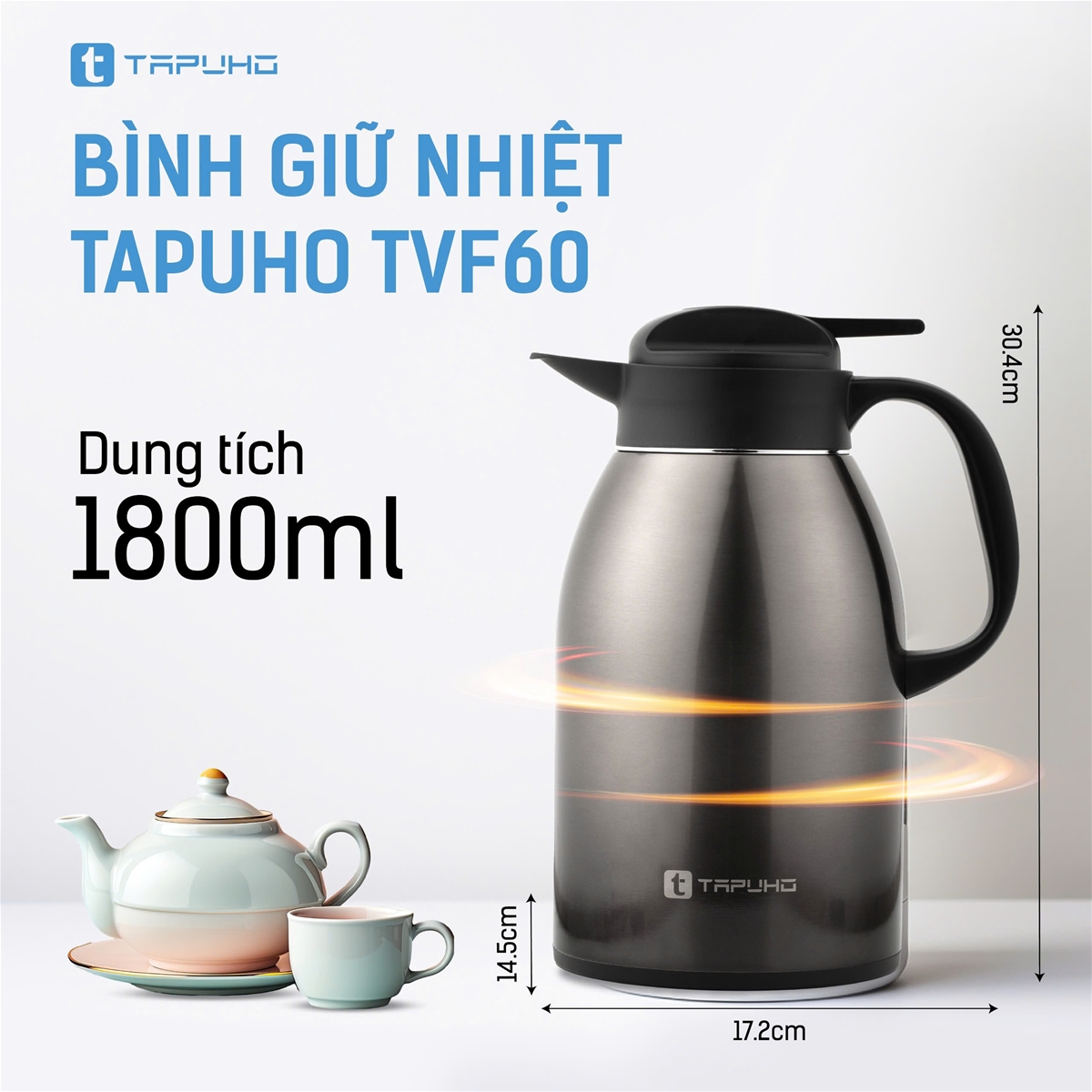 Bình giữ nhiệt Tapuho TVF60 dung tích 1800ml chất liệu inox 304 cao cấp - Ảnh 2
