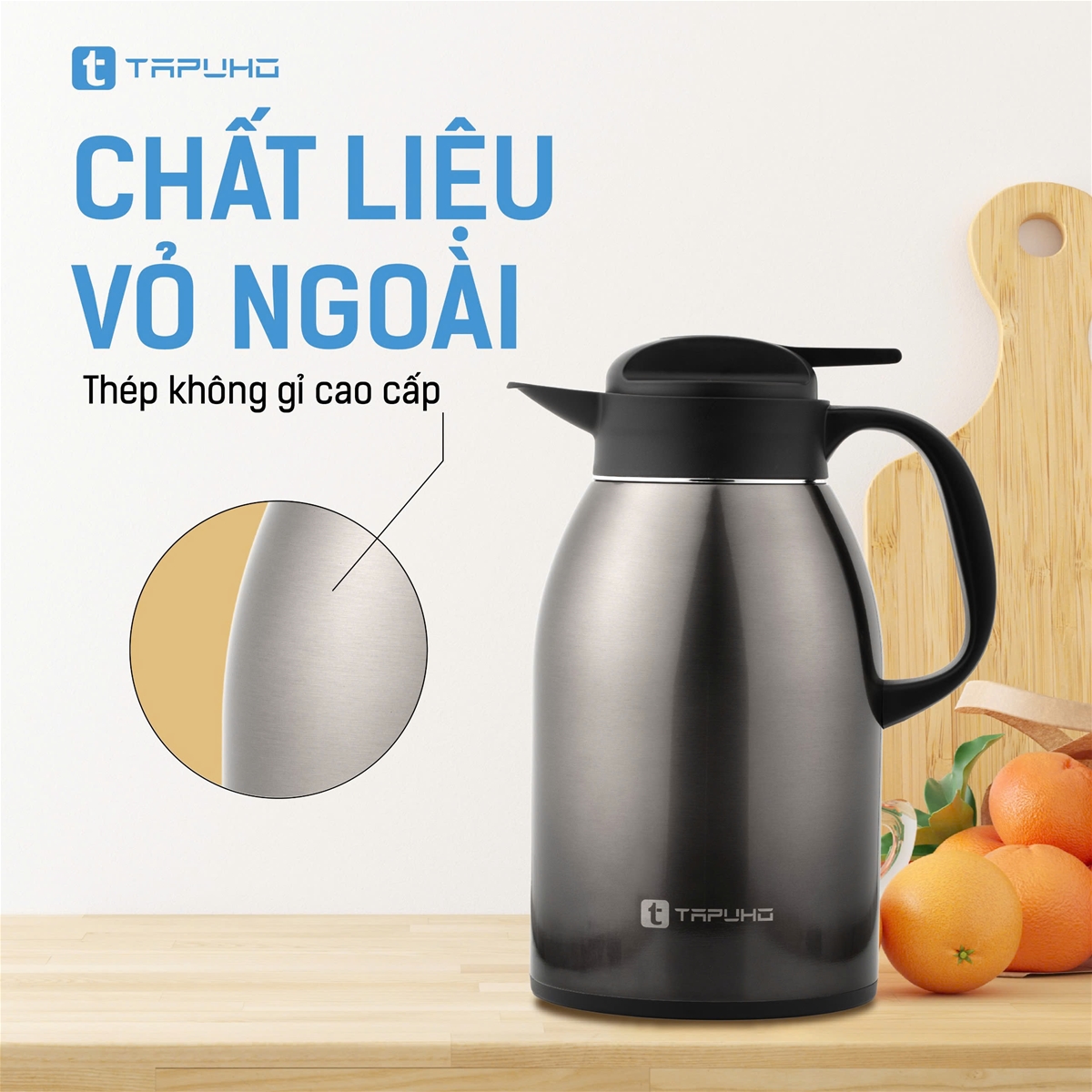 Bình giữ nhiệt Tapuho TVF60 dung tích 1800ml chất liệu inox 304 cao cấp - Ảnh 7