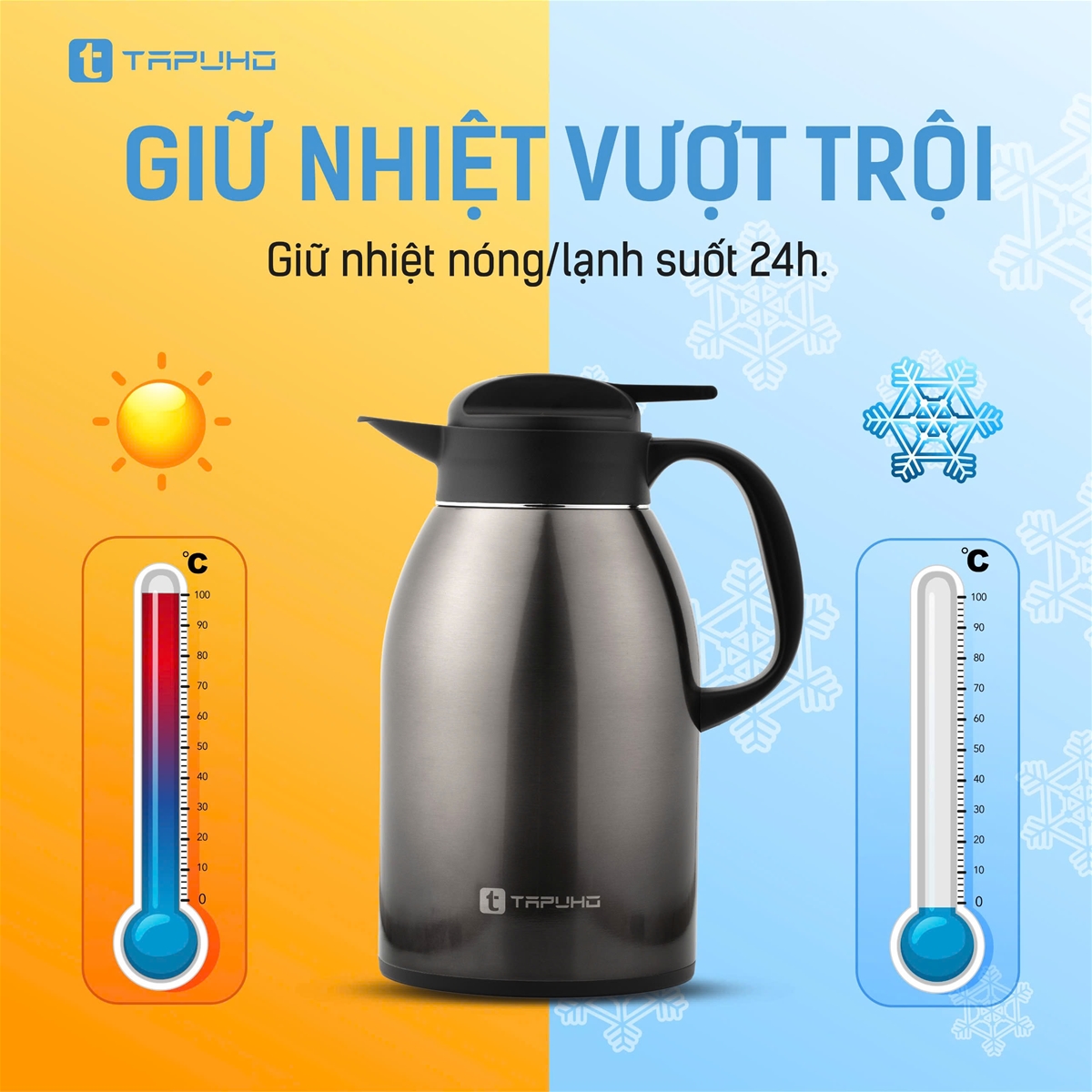Bình giữ nhiệt Tapuho TVF60 dung tích 1800ml chất liệu inox 304 cao cấp - Ảnh 11
