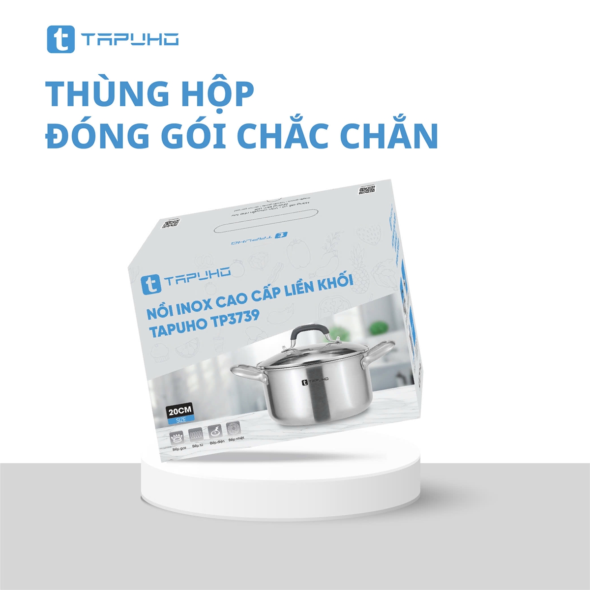Nồi Inox Cao cấp 3 lớp liền khối TAPUHO TP3739 Chất liệu Thép không gỉ cao cấp - Ảnh 8