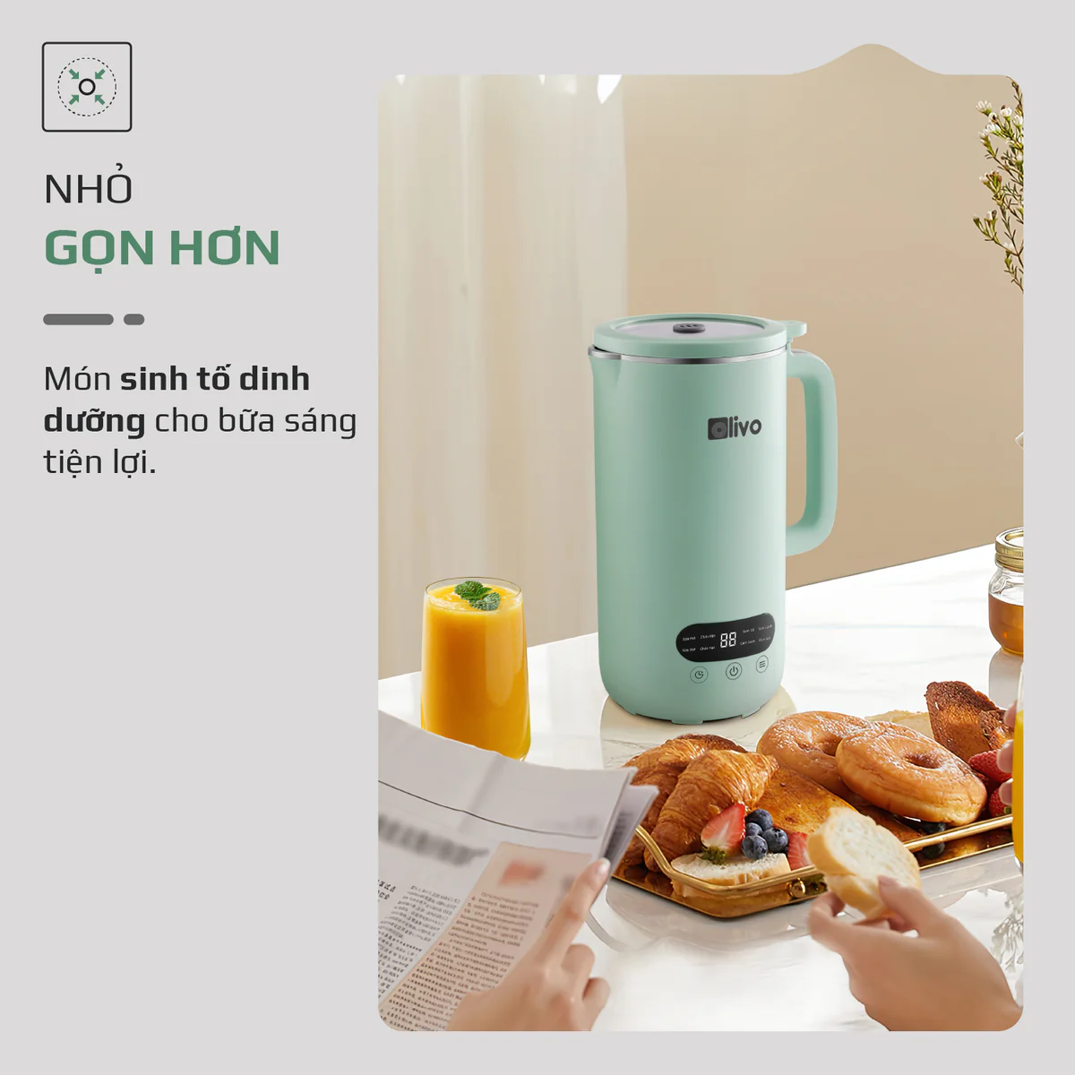Máy Xay Nấu Đa Năng OLIVO CB1000 – Dung Tích 1L, Nắp INOX Kính Cường Lực, 9 Chế Độ, Chống Trào Tuyệt Đối - Ảnh 13