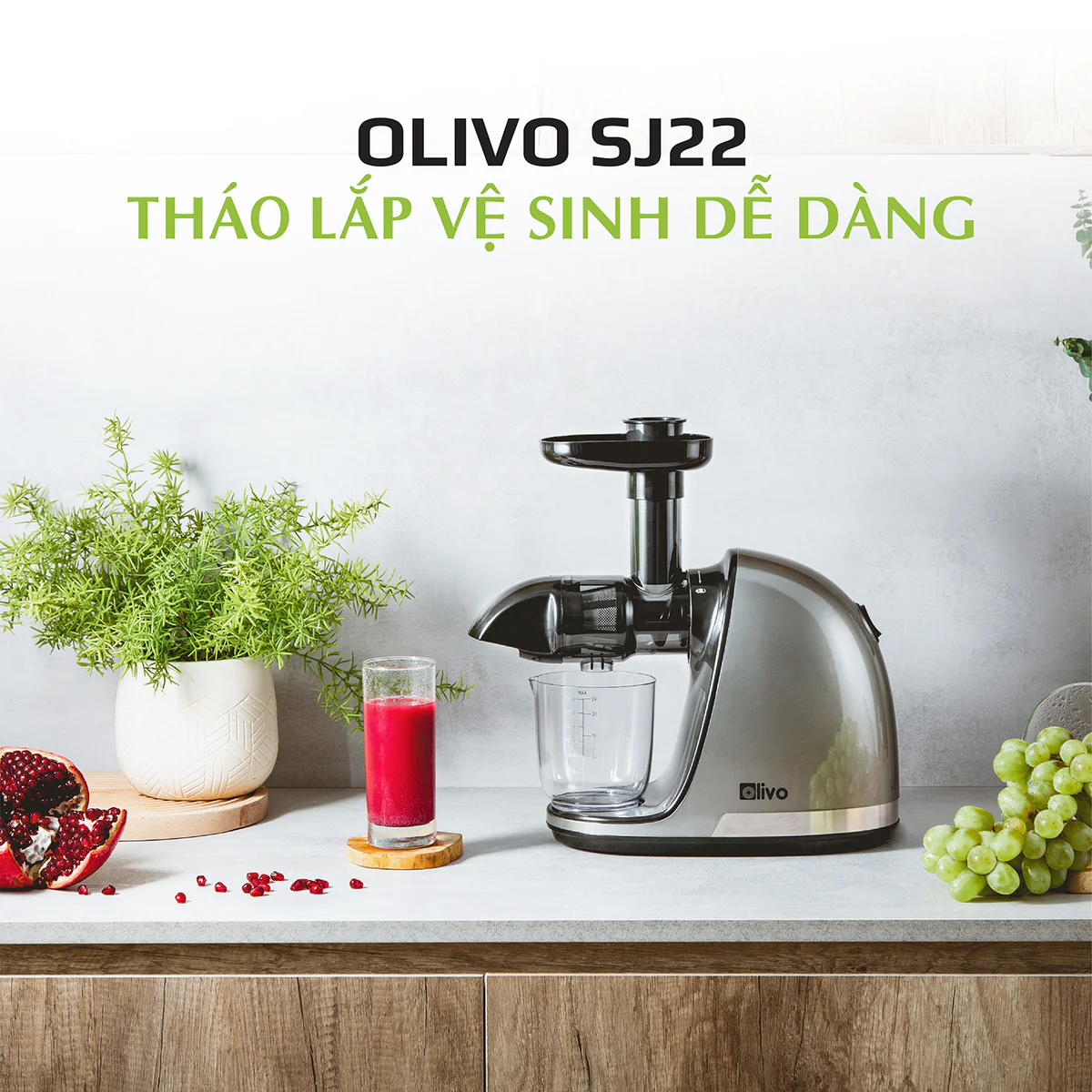 Máy Ép Chậm Trục Ngang OLIVO SJ22 – Ép Rau Không Kẹt, Kiệt Bã, Dễ Vệ Sinh - Ảnh 12