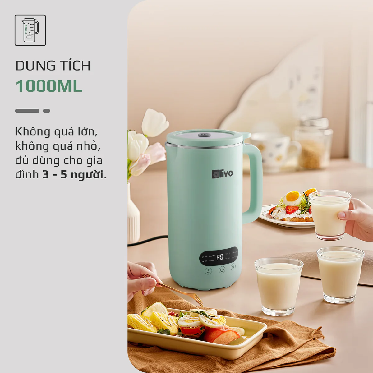 Máy Xay Nấu Đa Năng OLIVO CB1000 – Dung Tích 1L, Nắp INOX Kính Cường Lực, 9 Chế Độ, Chống Trào Tuyệt Đối - Ảnh 16