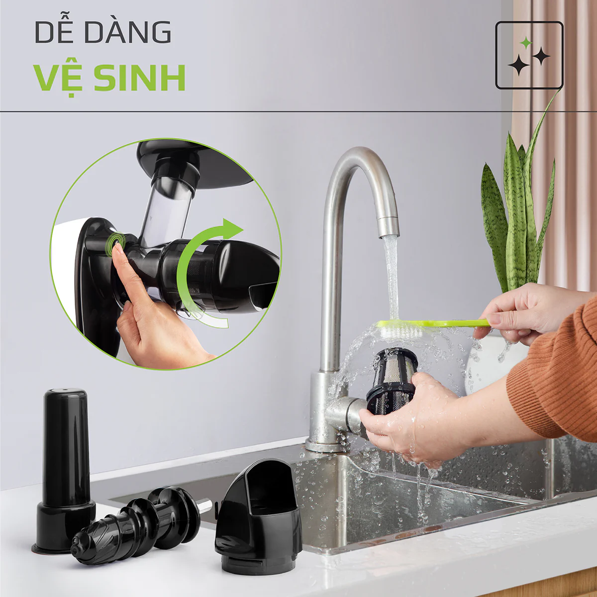 Máy Ép Chậm Trục Ngang OLIVO SJ22 – Ép Rau Không Kẹt, Kiệt Bã, Dễ Vệ Sinh - Ảnh 14