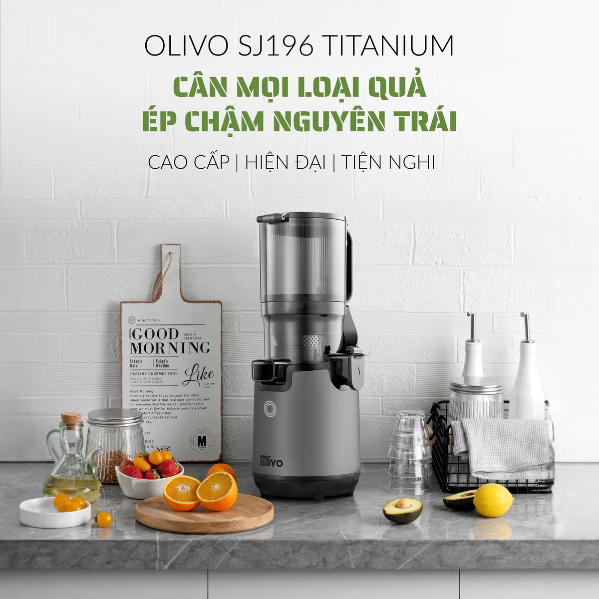 Máy Ép Chậm OLIVO SJ196 Titanium – Ép Trái Cây Nguyên Quả, Động Cơ AC Êm Ái, Cao Cấp - Ảnh 2