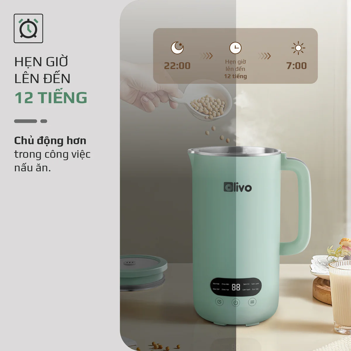Máy Xay Nấu Đa Năng OLIVO CB1000 – Dung Tích 1L, Nắp INOX Kính Cường Lực, 9 Chế Độ, Chống Trào Tuyệt Đối - Ảnh 26