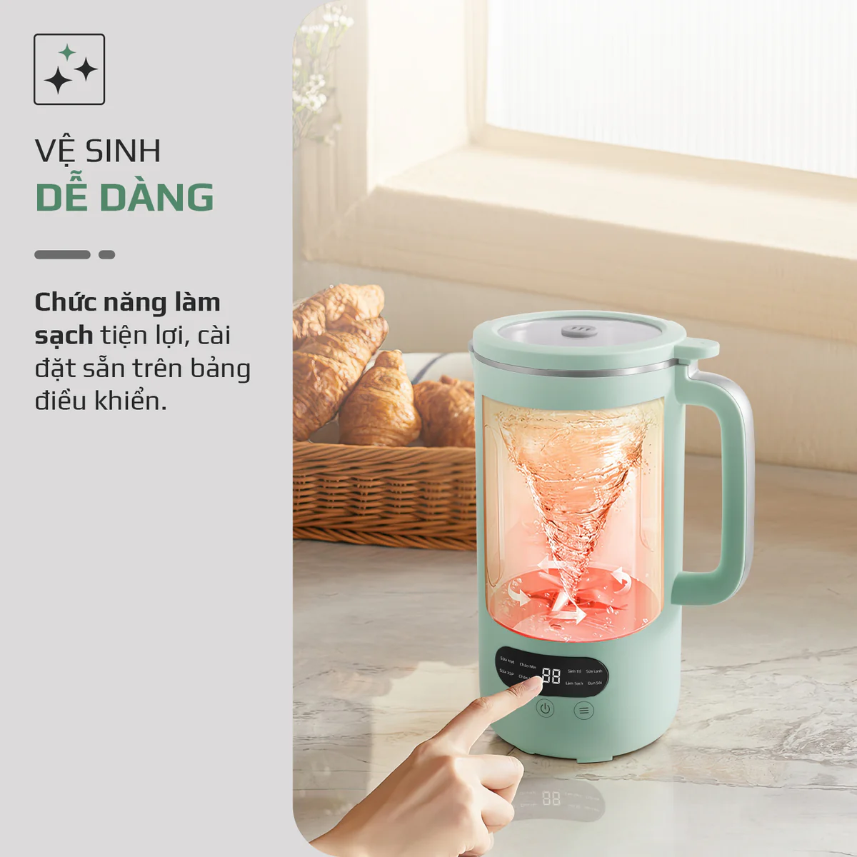 Máy Xay Nấu Đa Năng OLIVO CB1000 – Dung Tích 1L, Nắp INOX Kính Cường Lực, 9 Chế Độ, Chống Trào Tuyệt Đối - Ảnh 27