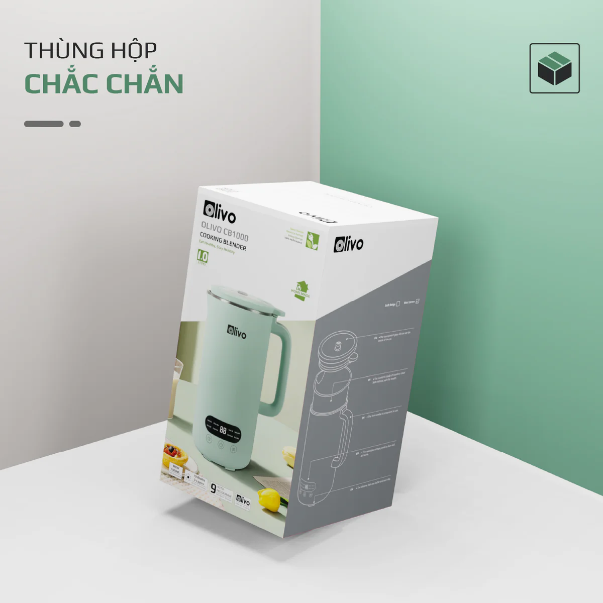 Máy Xay Nấu Đa Năng OLIVO CB1000 – Dung Tích 1L, Nắp INOX Kính Cường Lực, 9 Chế Độ, Chống Trào Tuyệt Đối - Ảnh 30